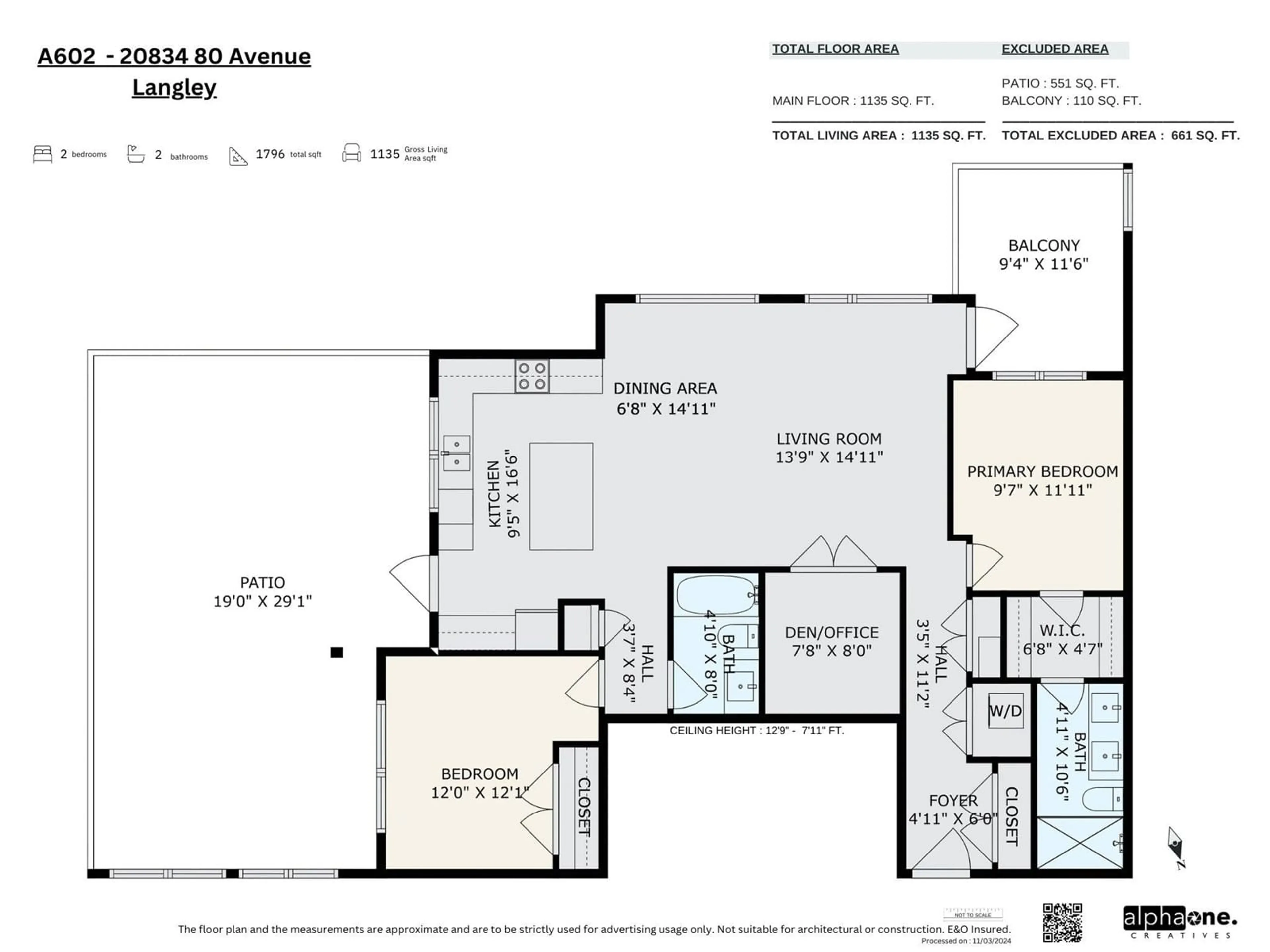 Floor plan for A602 - 20834 80, Langley British Columbia V2Y3M3