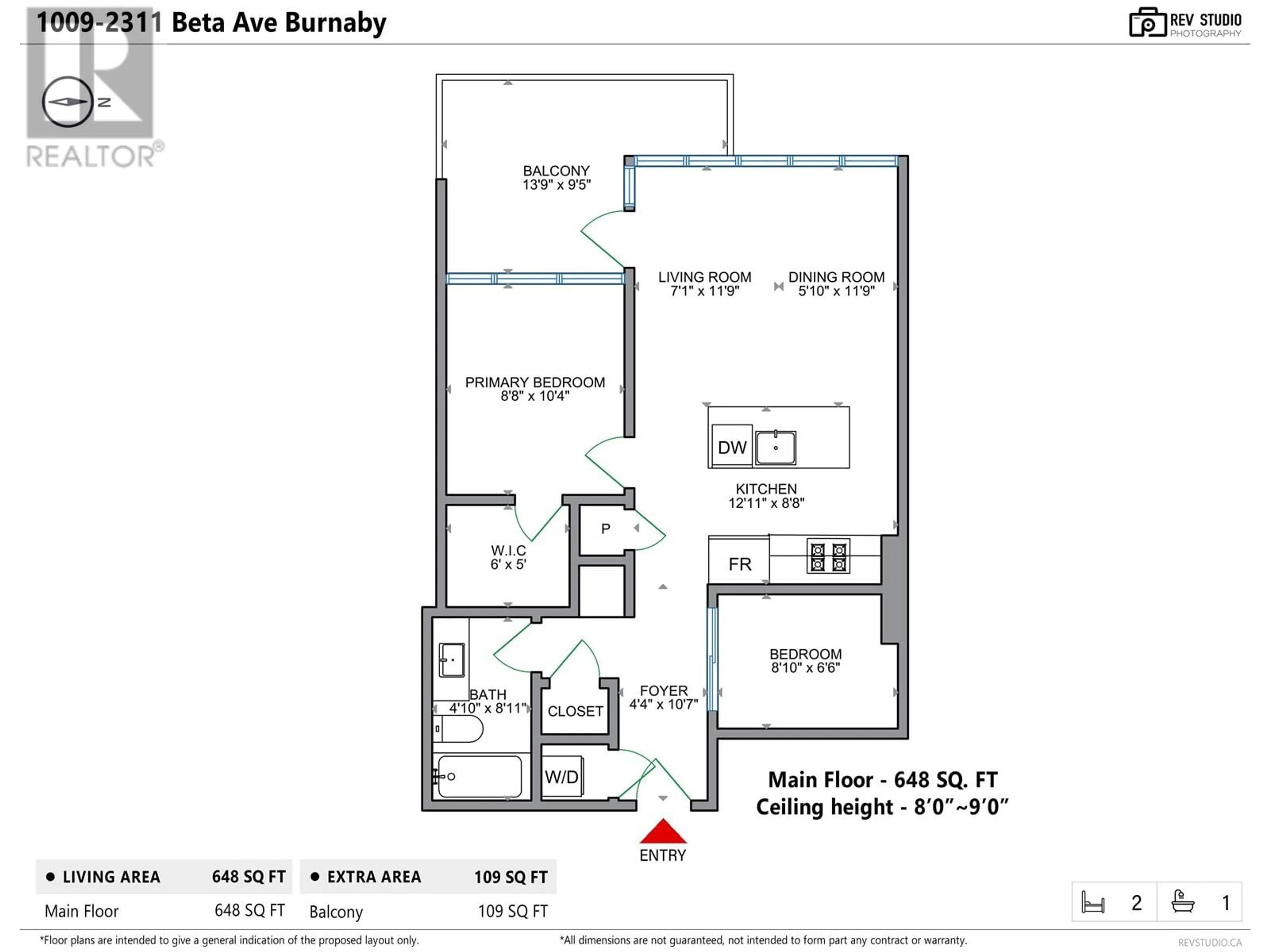 Floor plan for 1009 - 2311 BETA AVENUE, Burnaby British Columbia V5C0M1