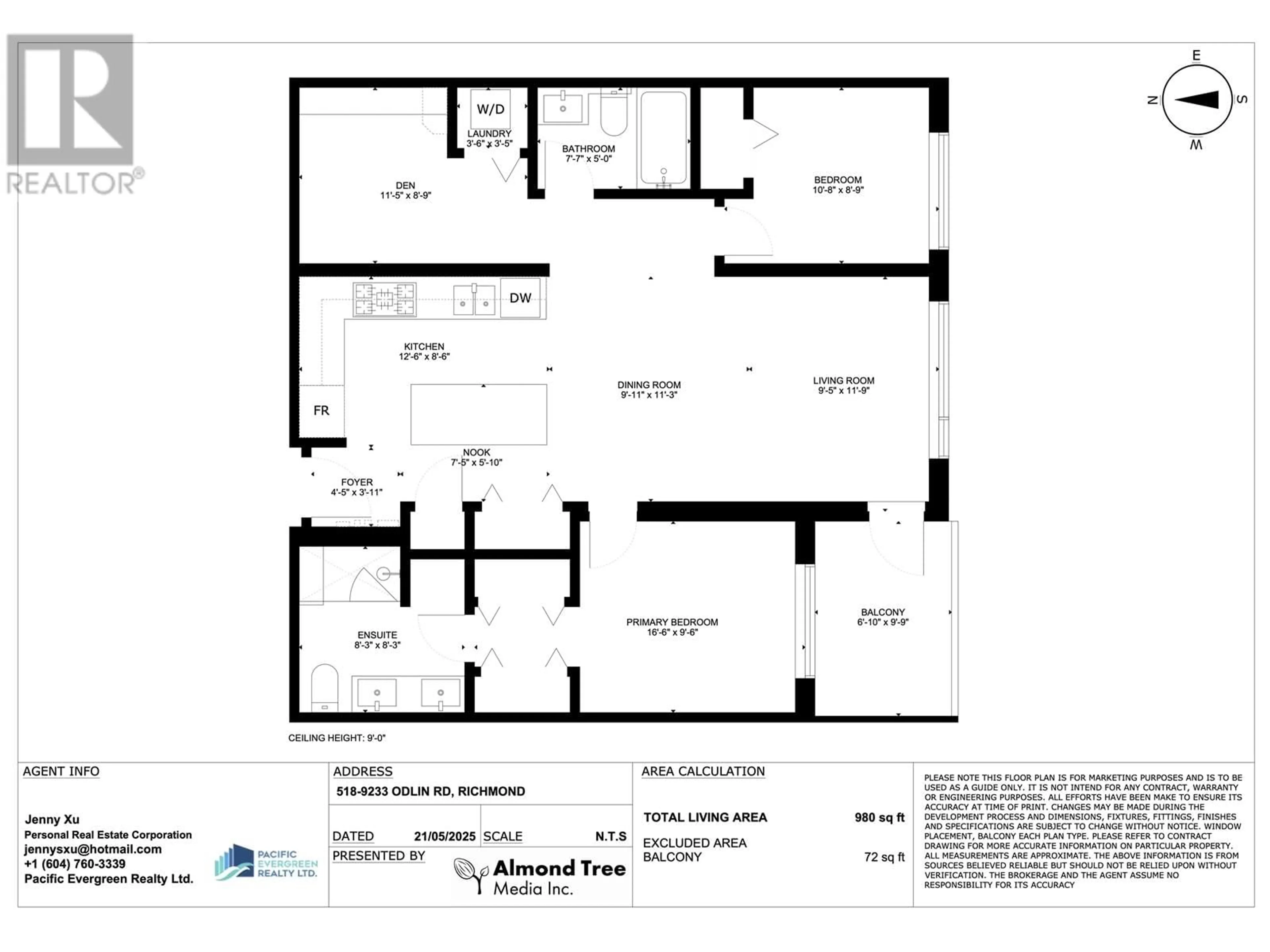 Floor plan for 518 - 9233 ODLIN ROAD, Richmond British Columbia V6X0V4