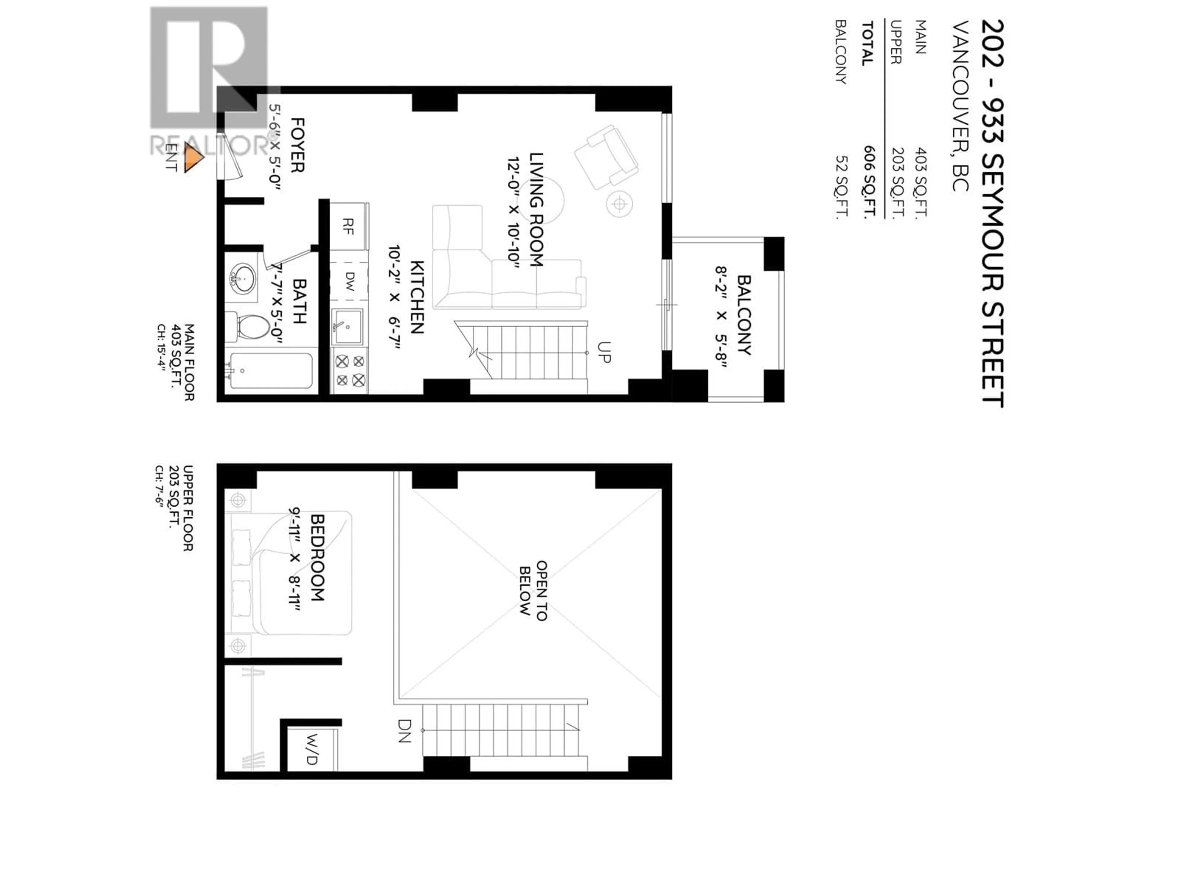 Floor plan for 202 - 933 SEYMOUR STREET, Vancouver British Columbia V6B6L6