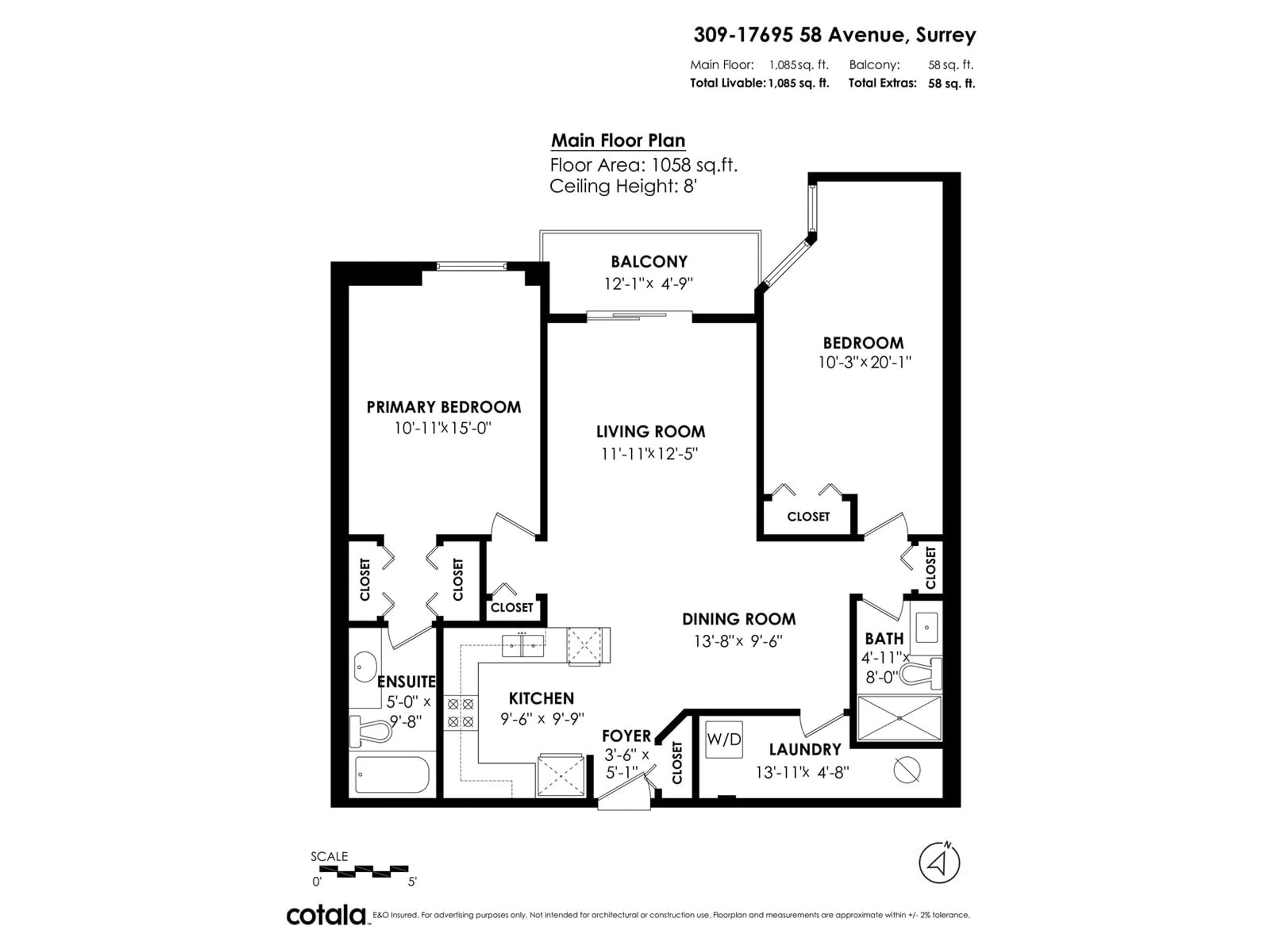 Floor plan for 309 - 17695 58, Surrey British Columbia V3S1L5