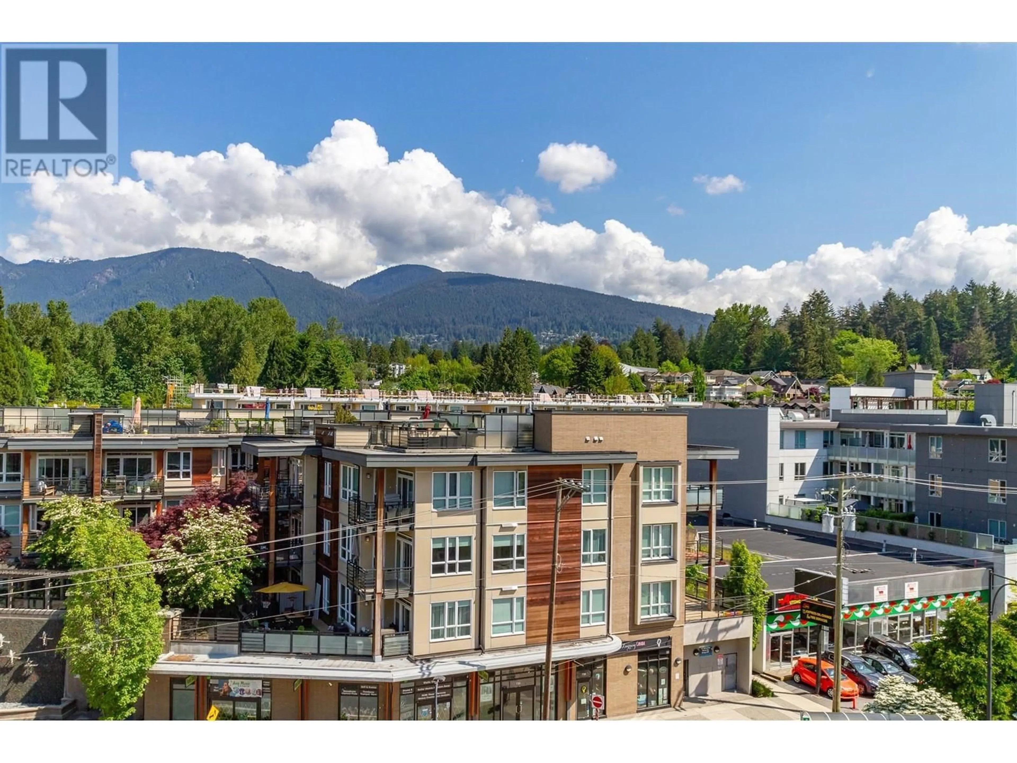A pic from outside/outdoor area/front of a property/back of a property/a pic from drone, mountain view for 519 - 725 MARINE DRIVE, North Vancouver British Columbia V7M0G2