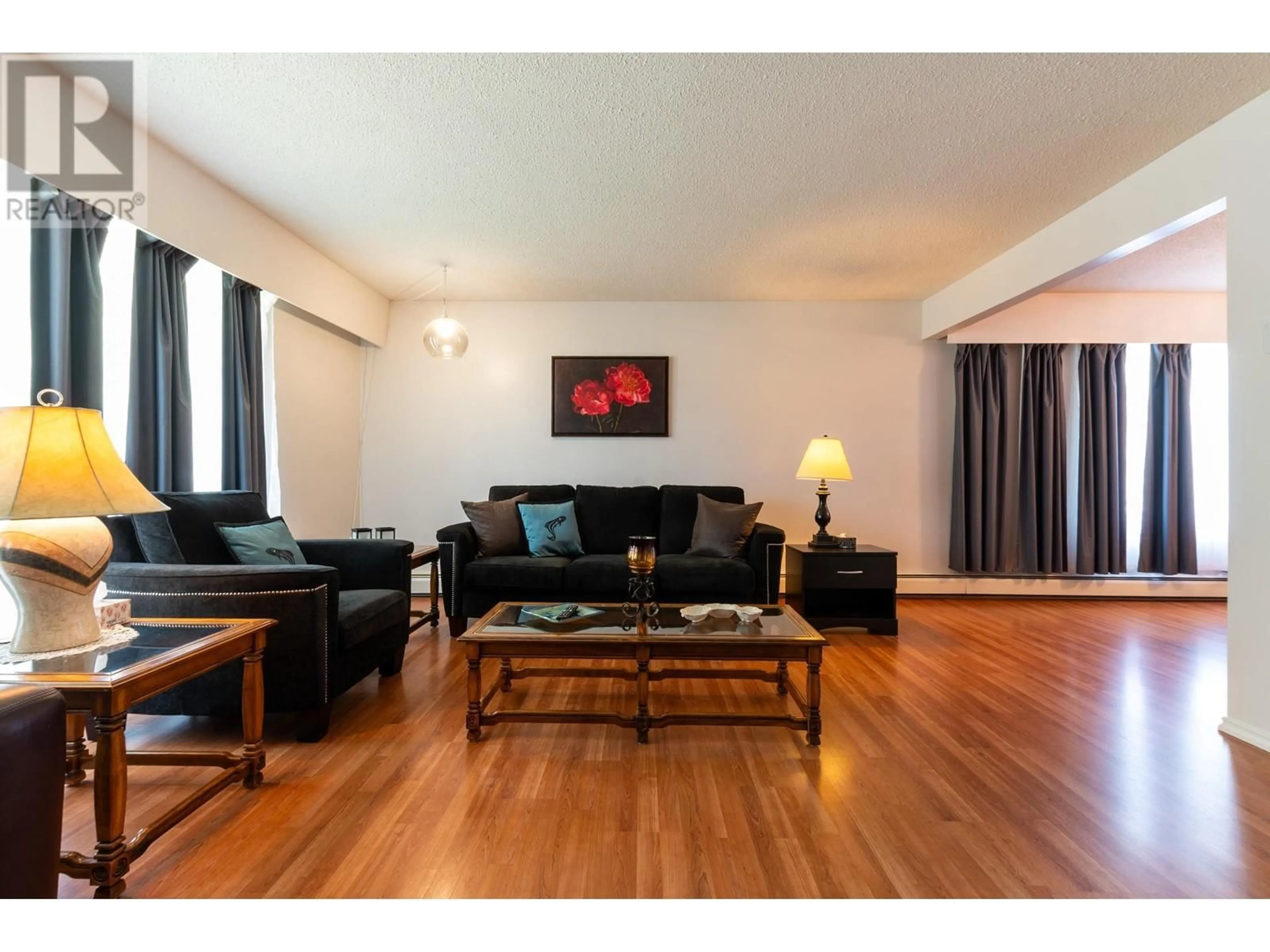 Living room with furniture, wood/laminate floor for 1502 ASH STREET, Prince George British Columbia V2L5J7