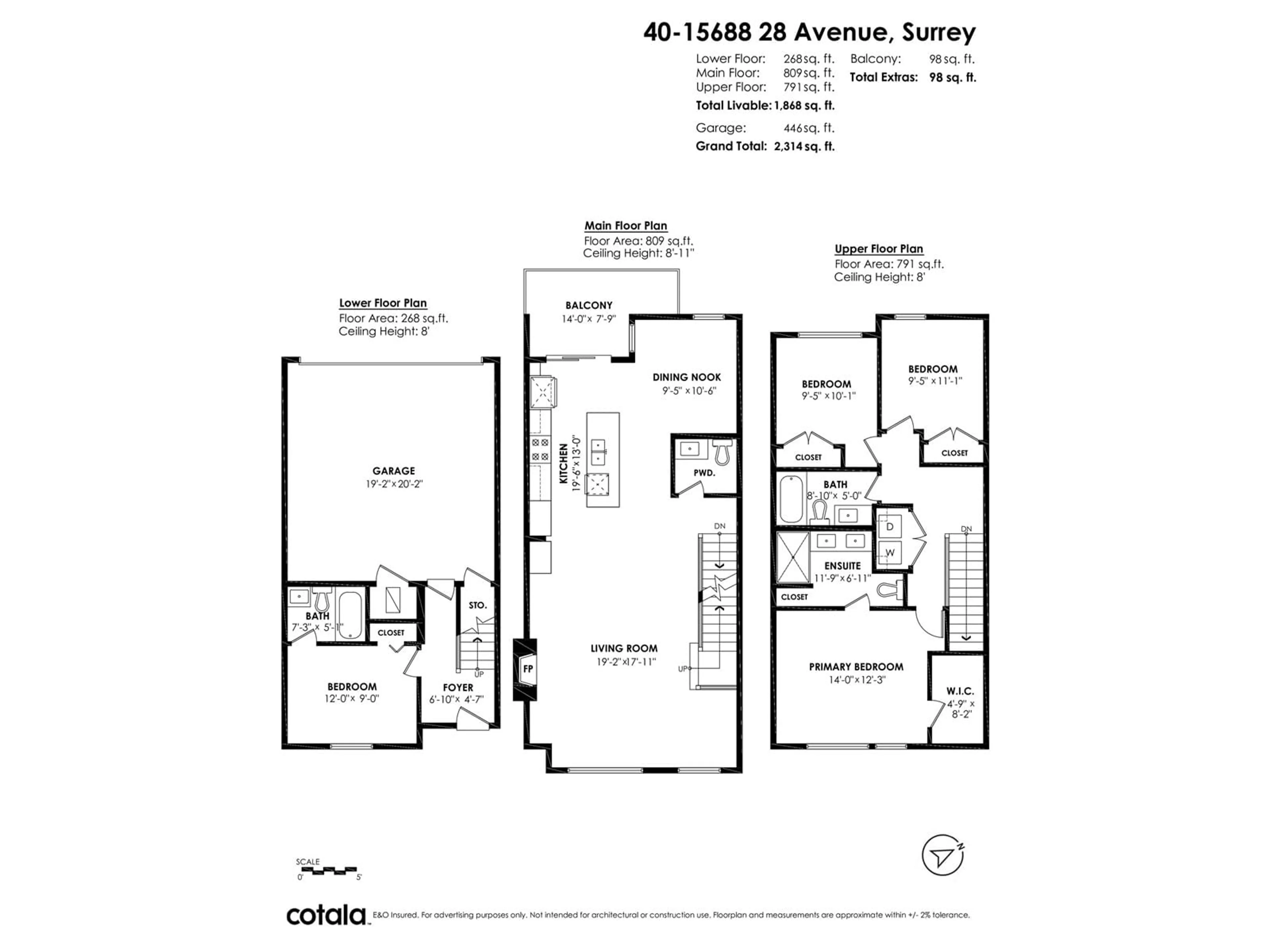 Floor plan for 40 - 15688 28, Surrey British Columbia V3Z0N1