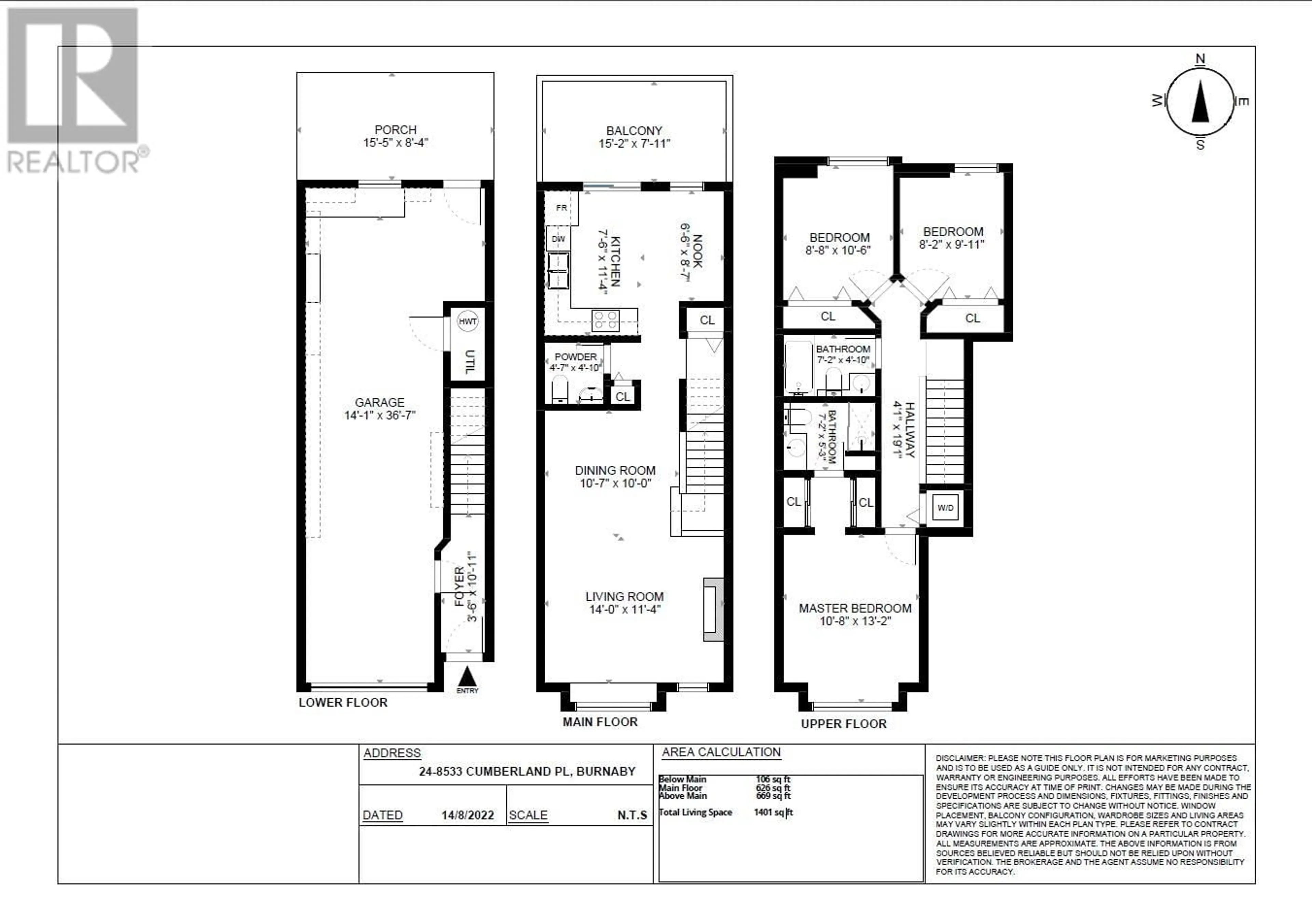 Floor plan for 24 - 8533 CUMBERLAND PLACE, Burnaby British Columbia V3N5C1