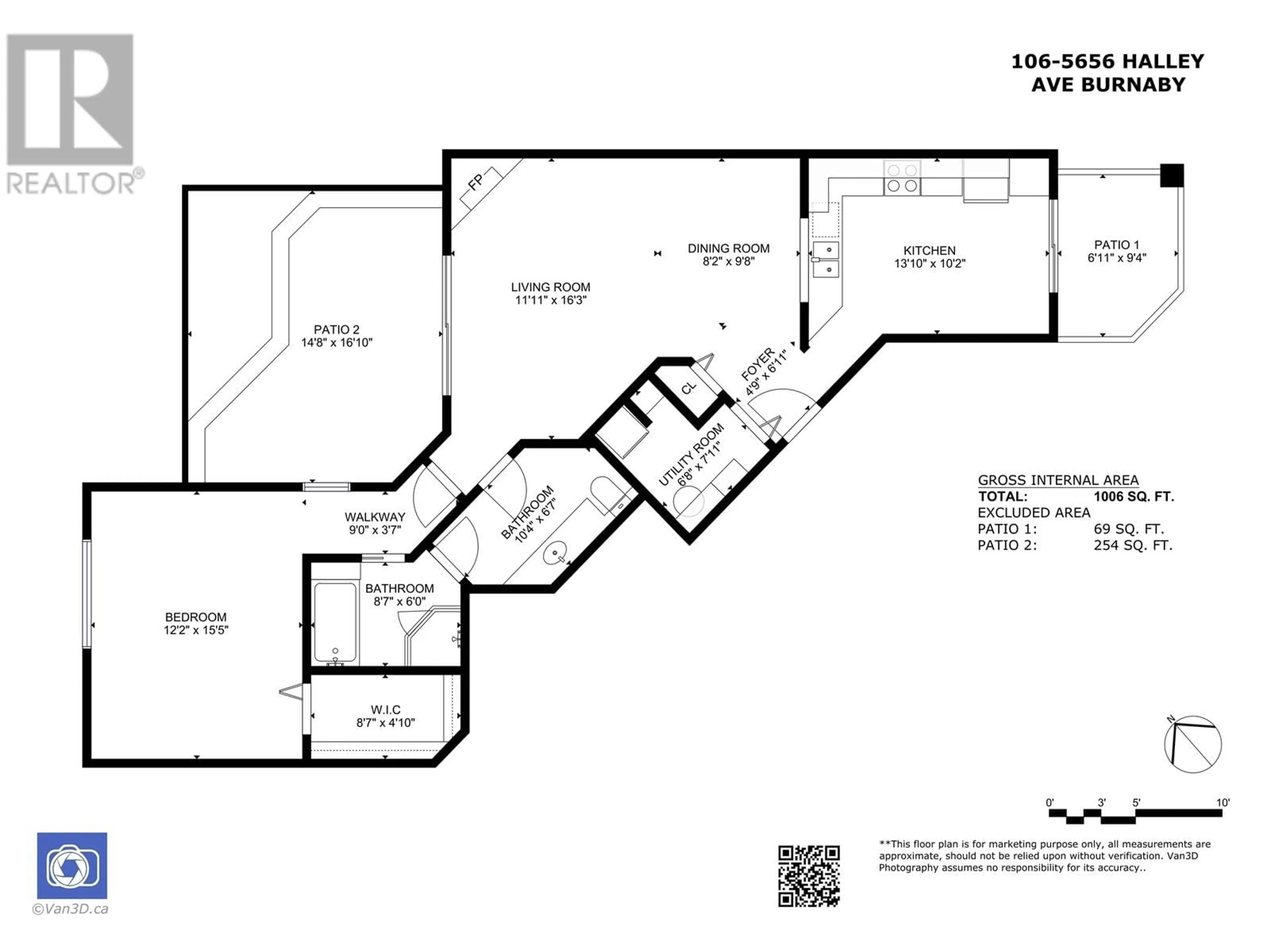 Floor plan for 106 - 5656 HALLEY AVENUE, Burnaby British Columbia V5H2P8