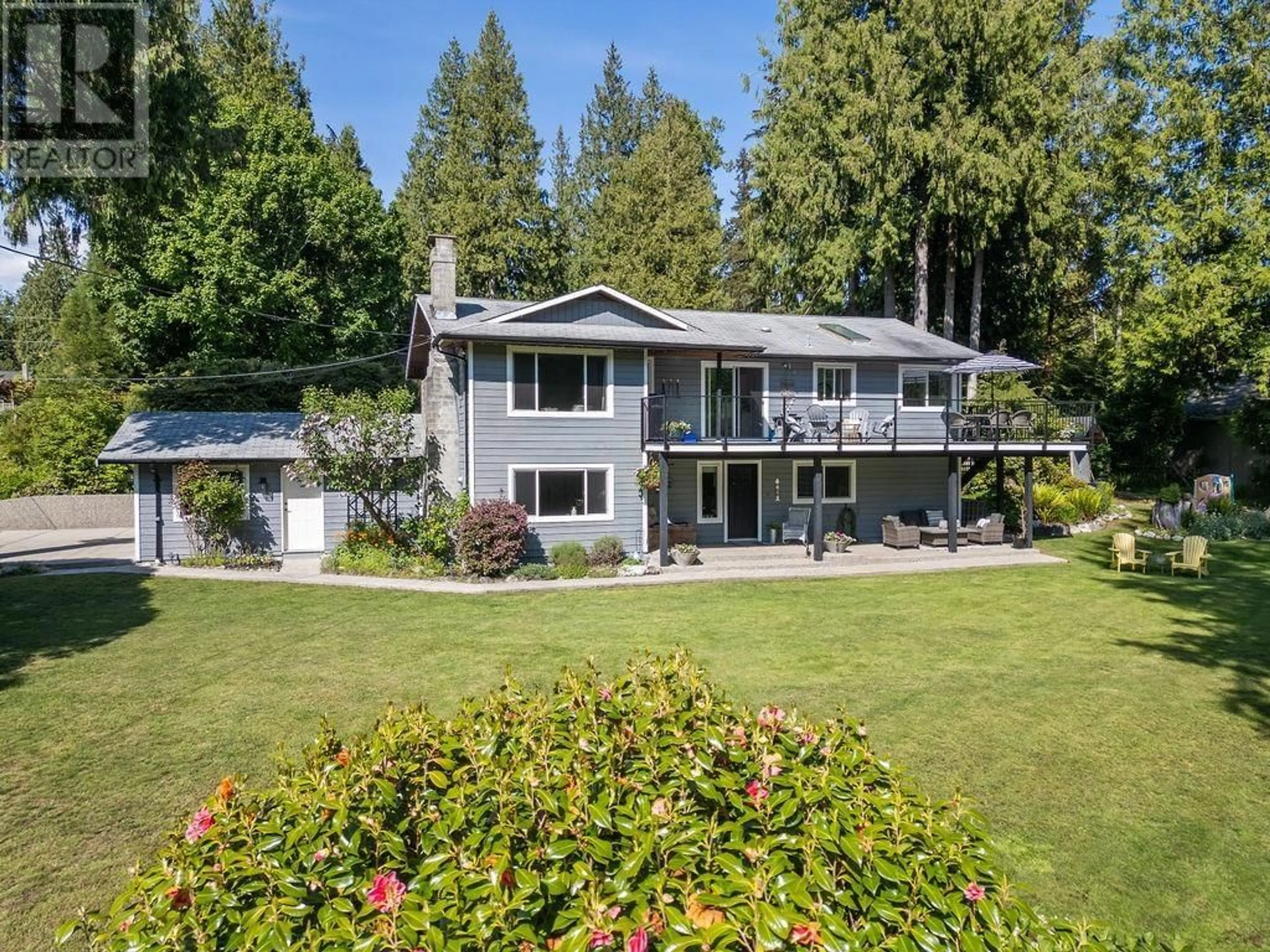 A pic from outside/outdoor area/front of a property/back of a property/a pic from drone, water/lake/river/ocean view for 1200 PAGGIO ROAD, Roberts Creek British Columbia V0N2W2