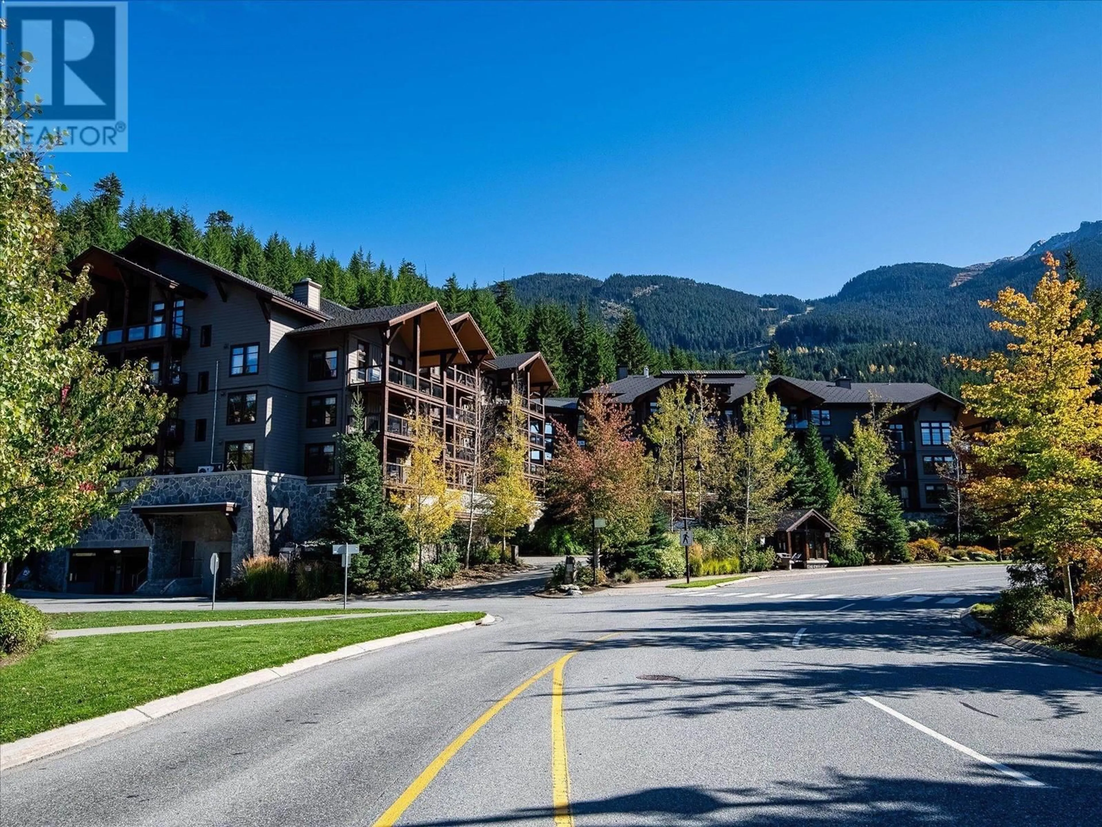 A pic from outside/outdoor area/front of a property/back of a property/a pic from drone, mountain view for 116A - 2020 LONDON LANE, Whistler British Columbia V0N1B2