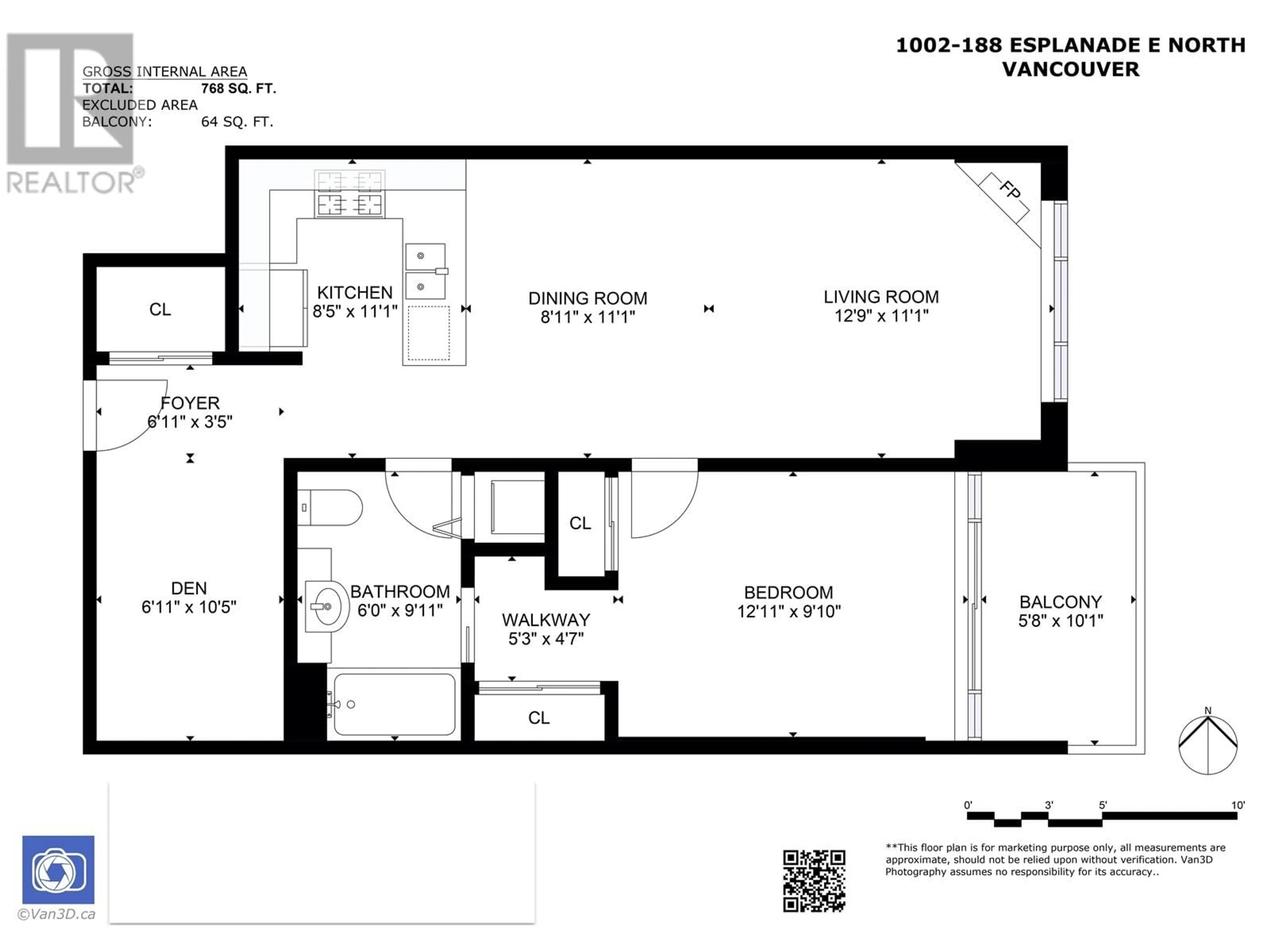 Floor plan for 1002 - 188 ESPLANADE, North Vancouver British Columbia V7L4Y1