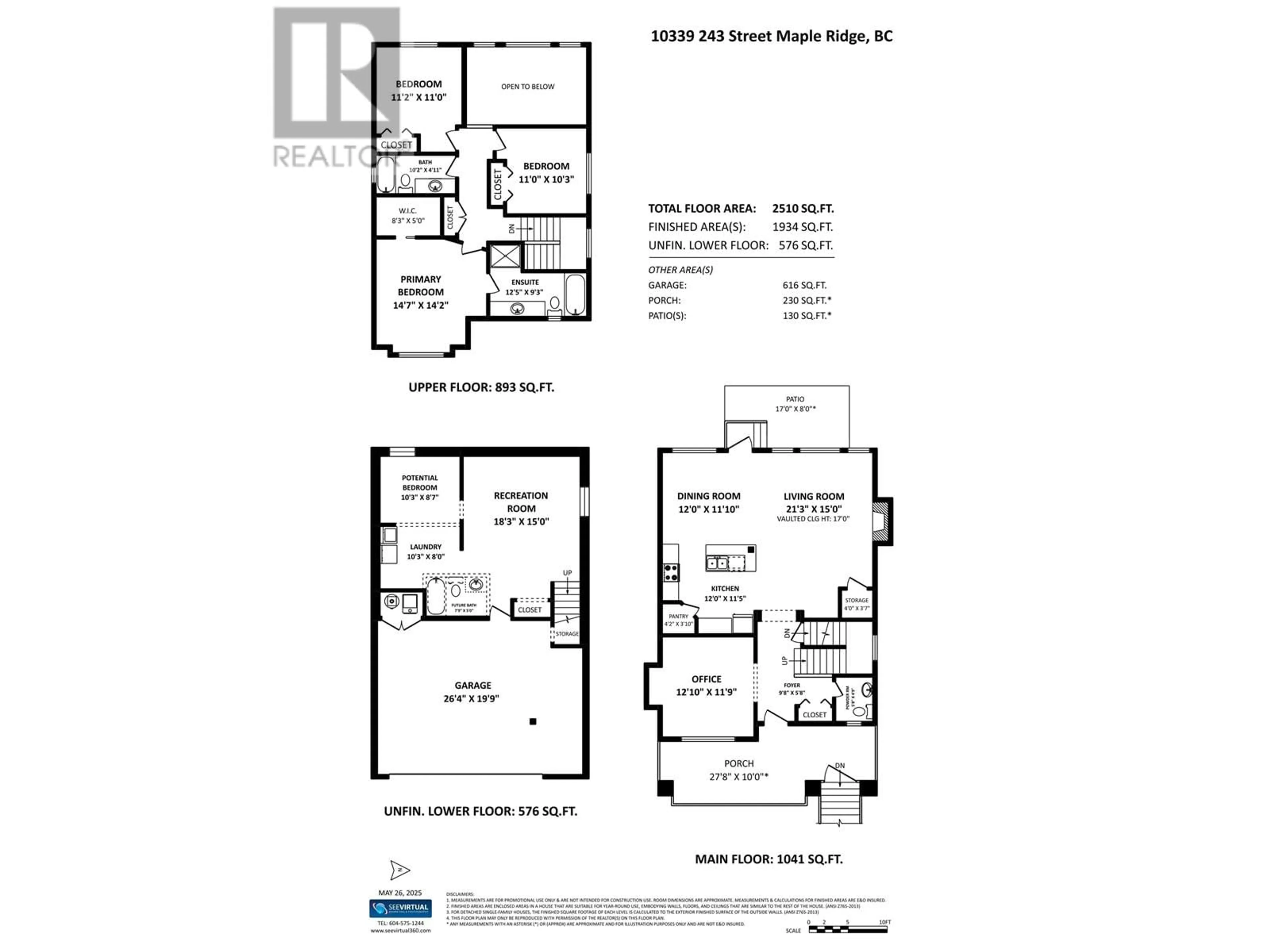 Floor plan for 10339 243 STREET, Maple Ridge British Columbia V2W2C7