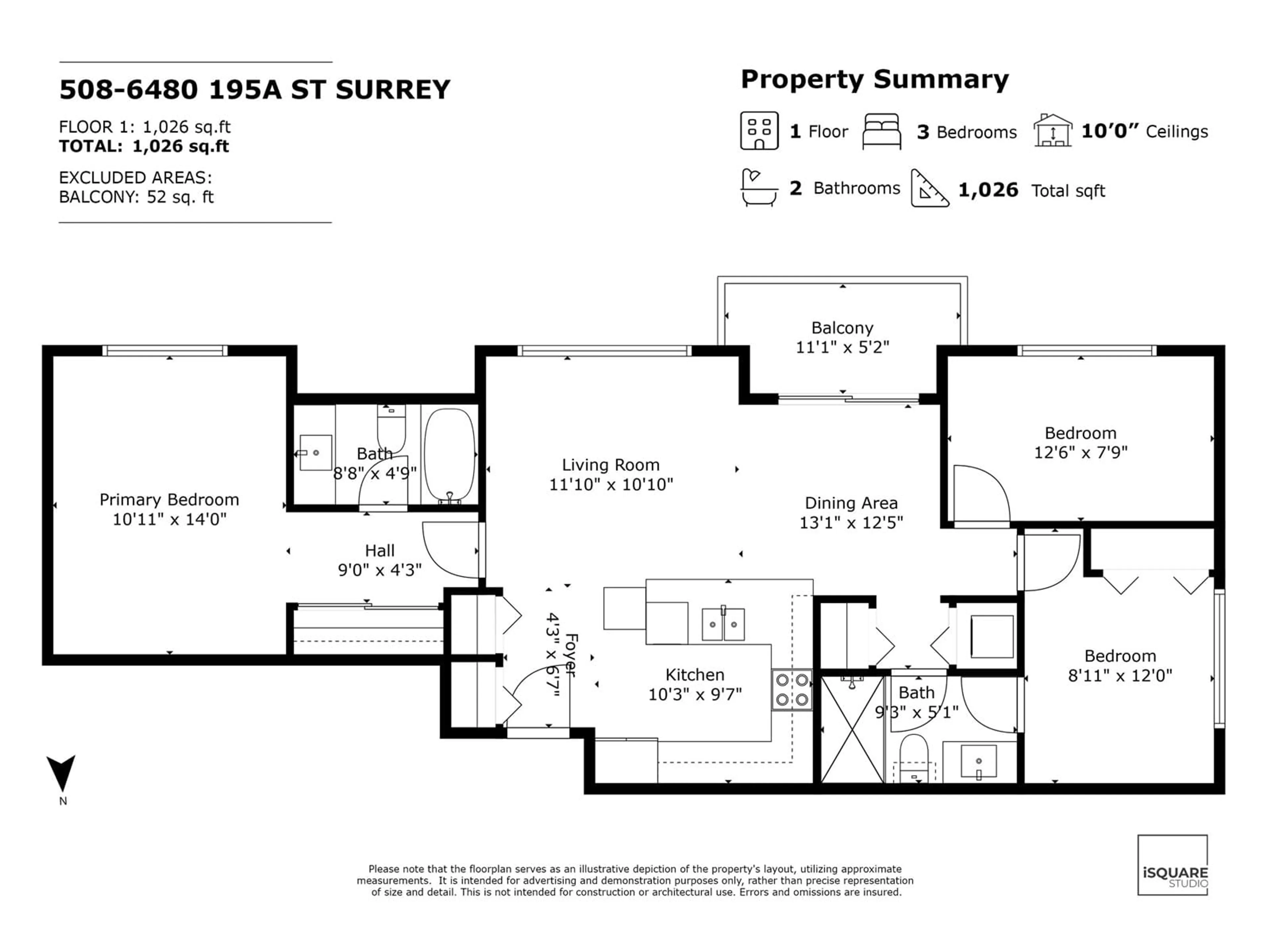 Floor plan for 508 - 6480 195A, Surrey British Columbia V4N6P1