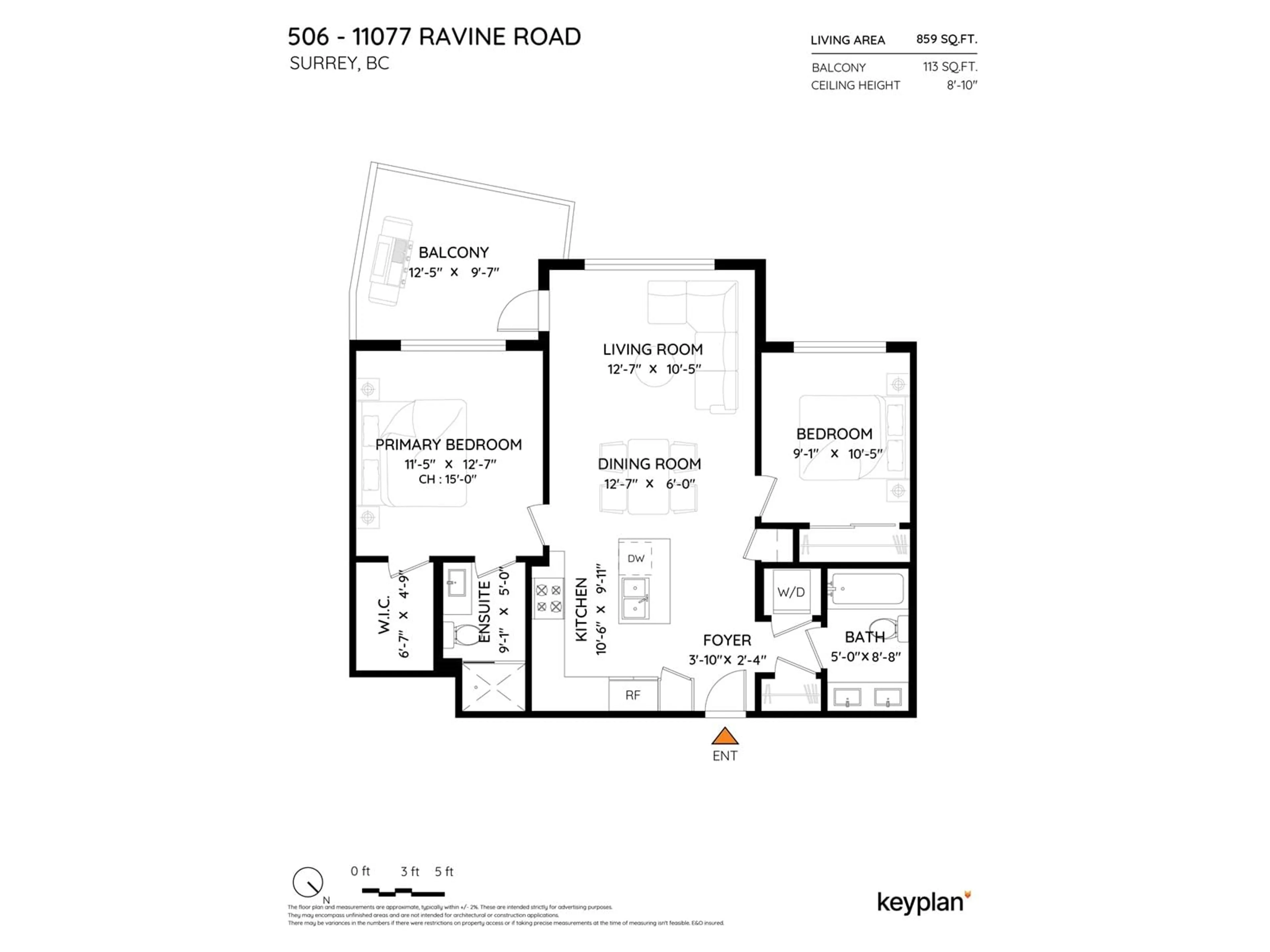 Floor plan for 506 - 11077 RAVINE, Surrey British Columbia V3T0R7