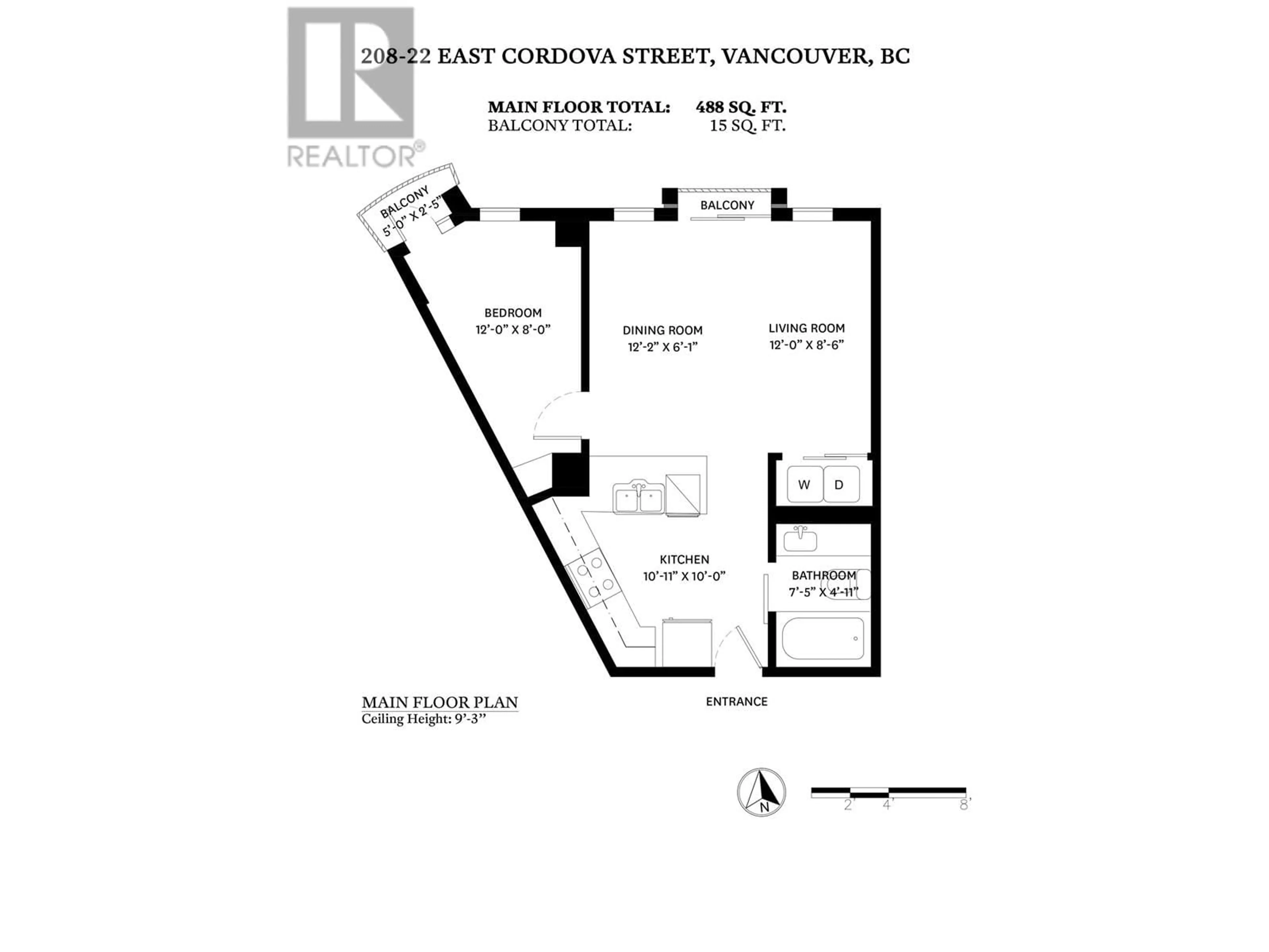 Floor plan for 208 - 22 EAST CORDOVA STREET, Vancouver British Columbia V6A4G8