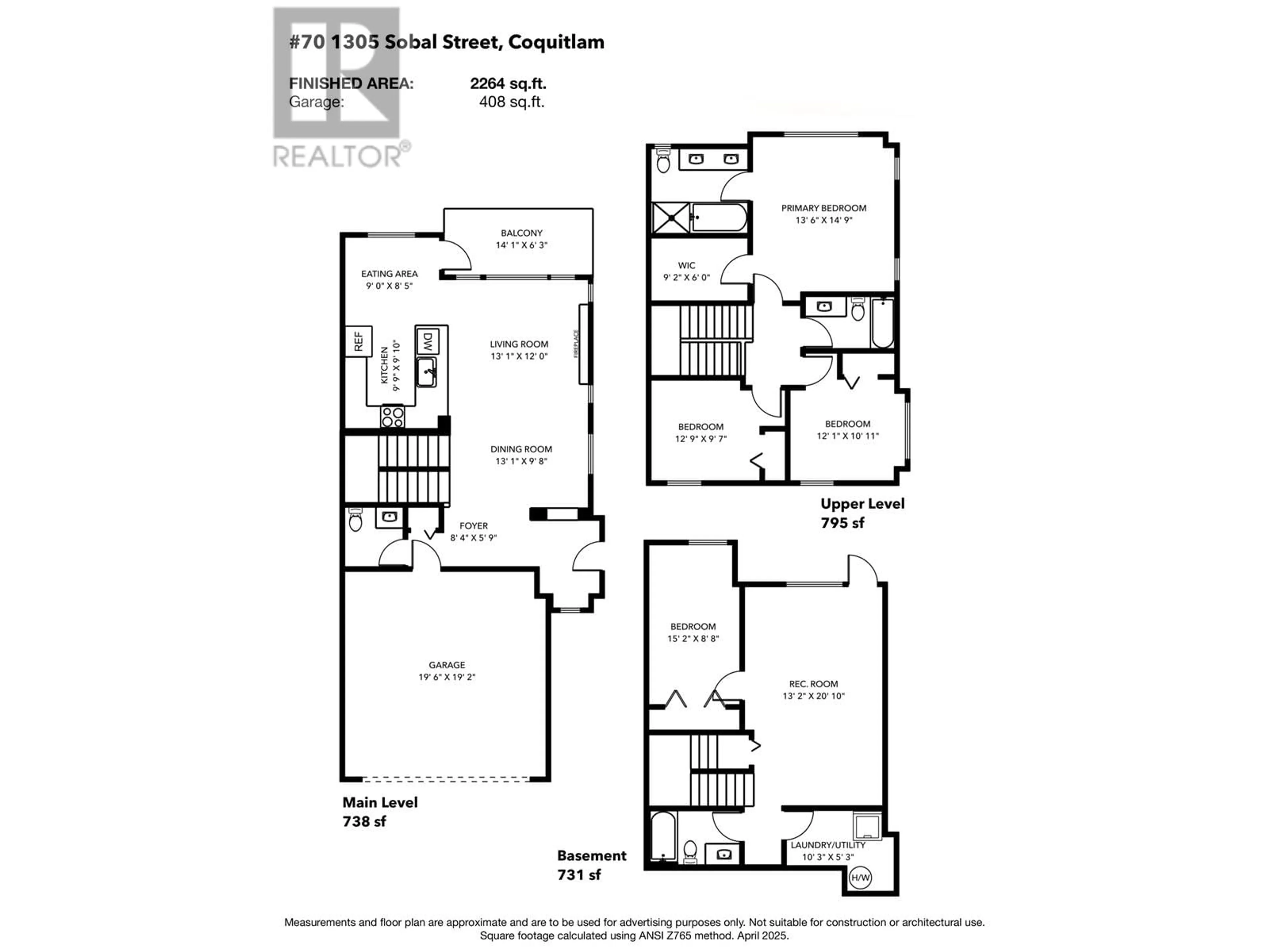 Floor plan for 70 - 1305 SOBALL STREET, Coquitlam British Columbia V3E0E8