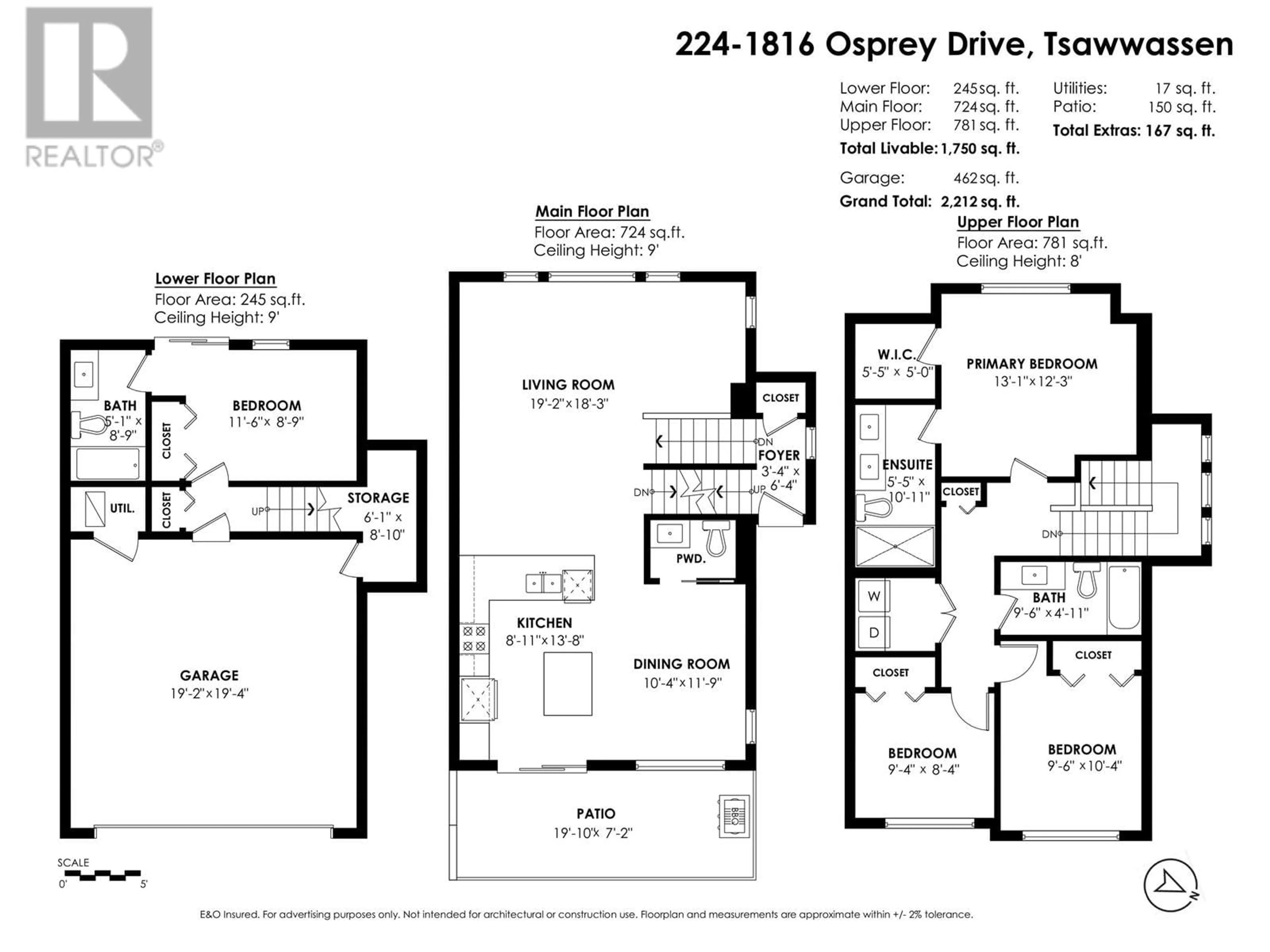 Floor plan for 224 - 1816 OSPREY DRIVE, Tsawwassen British Columbia V4M0B8