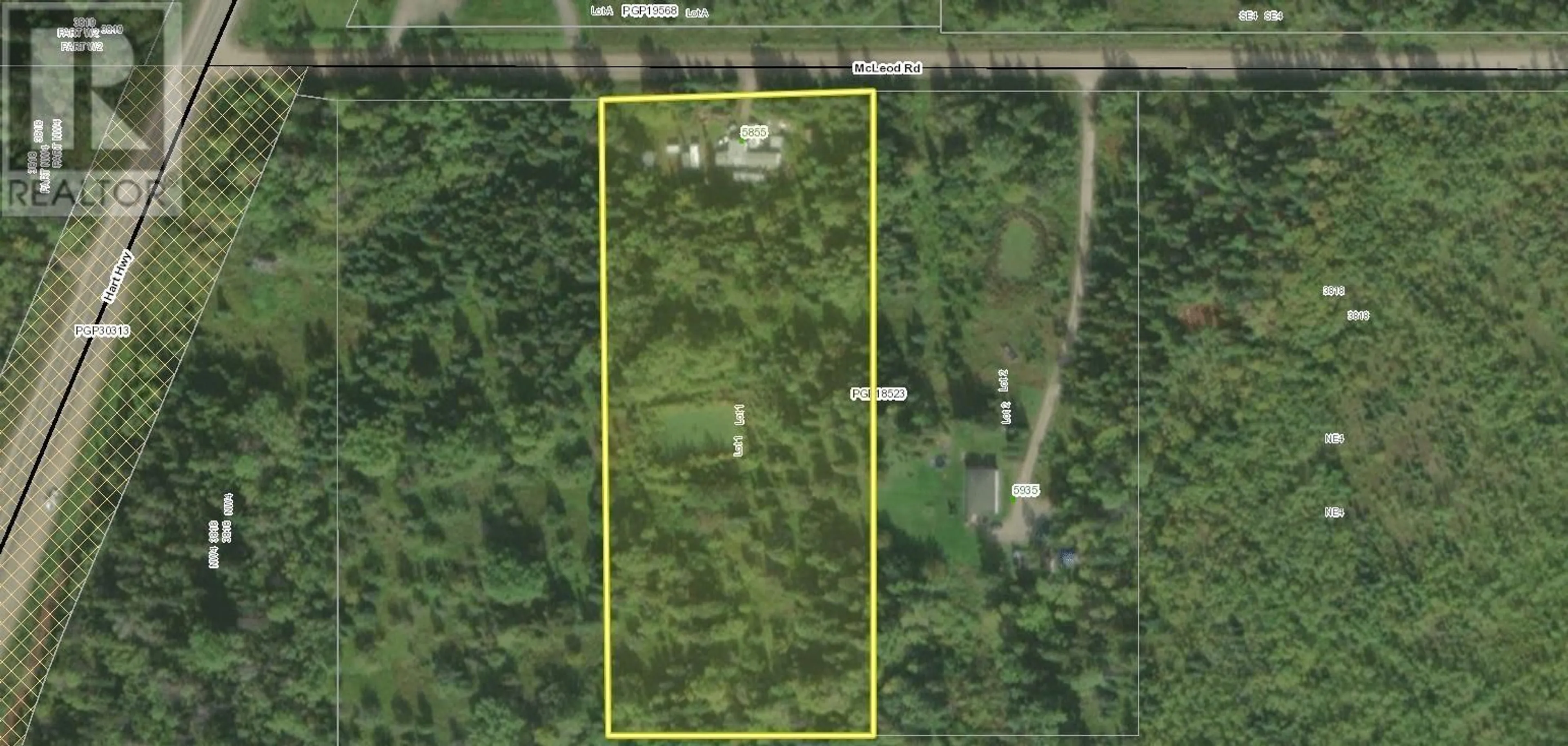 A pic from outside/outdoor area/front of a property/back of a property/a pic from drone, unknown for 5855 MCLEOD ROAD, Prince George British Columbia V2K5X2