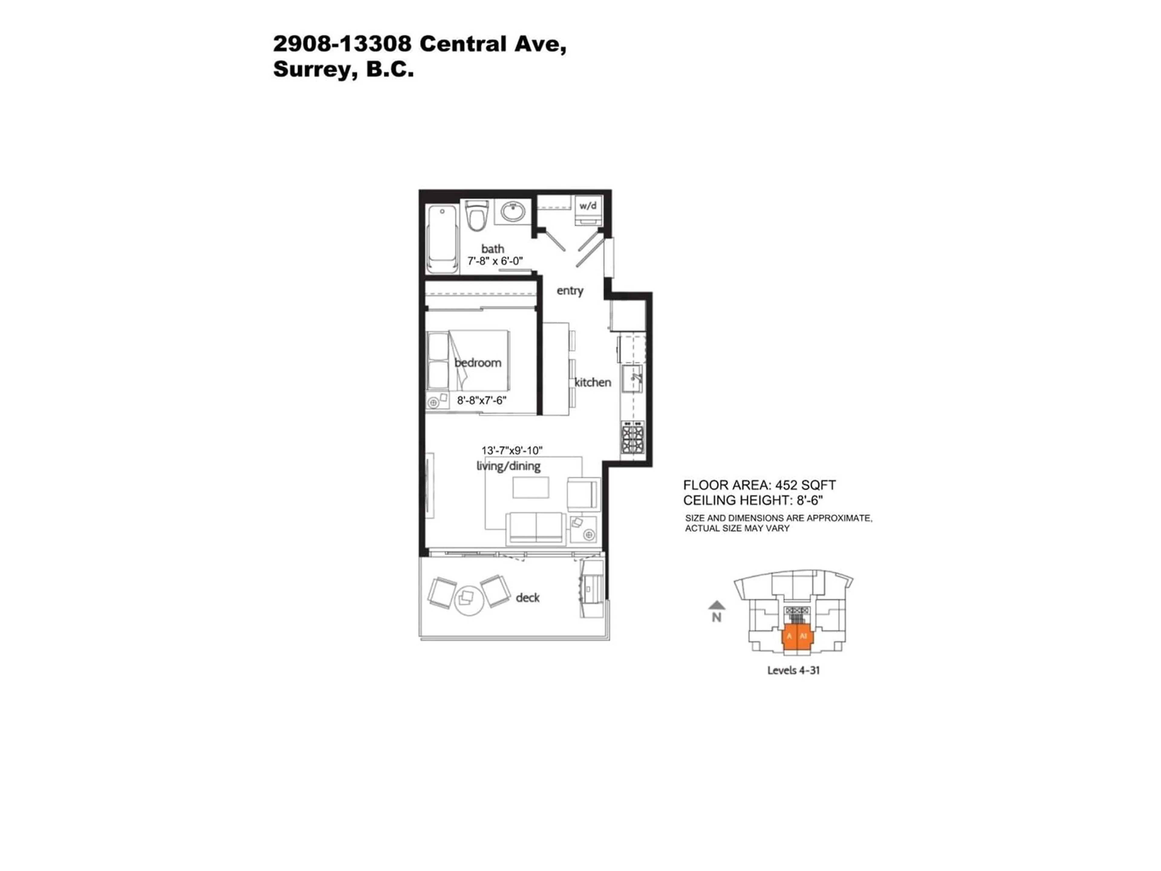 Floor plan for 2908 - 13308 CENTRAL, Surrey British Columbia V3T0M4