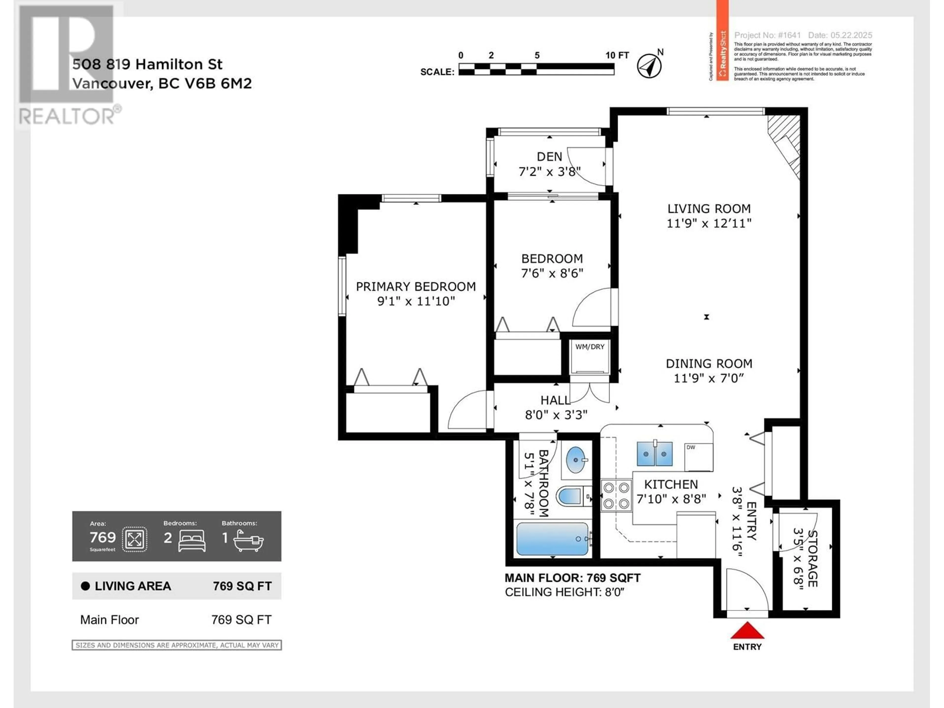 Floor plan for 508 - 819 HAMILTON STREET, Vancouver British Columbia V6B6M2