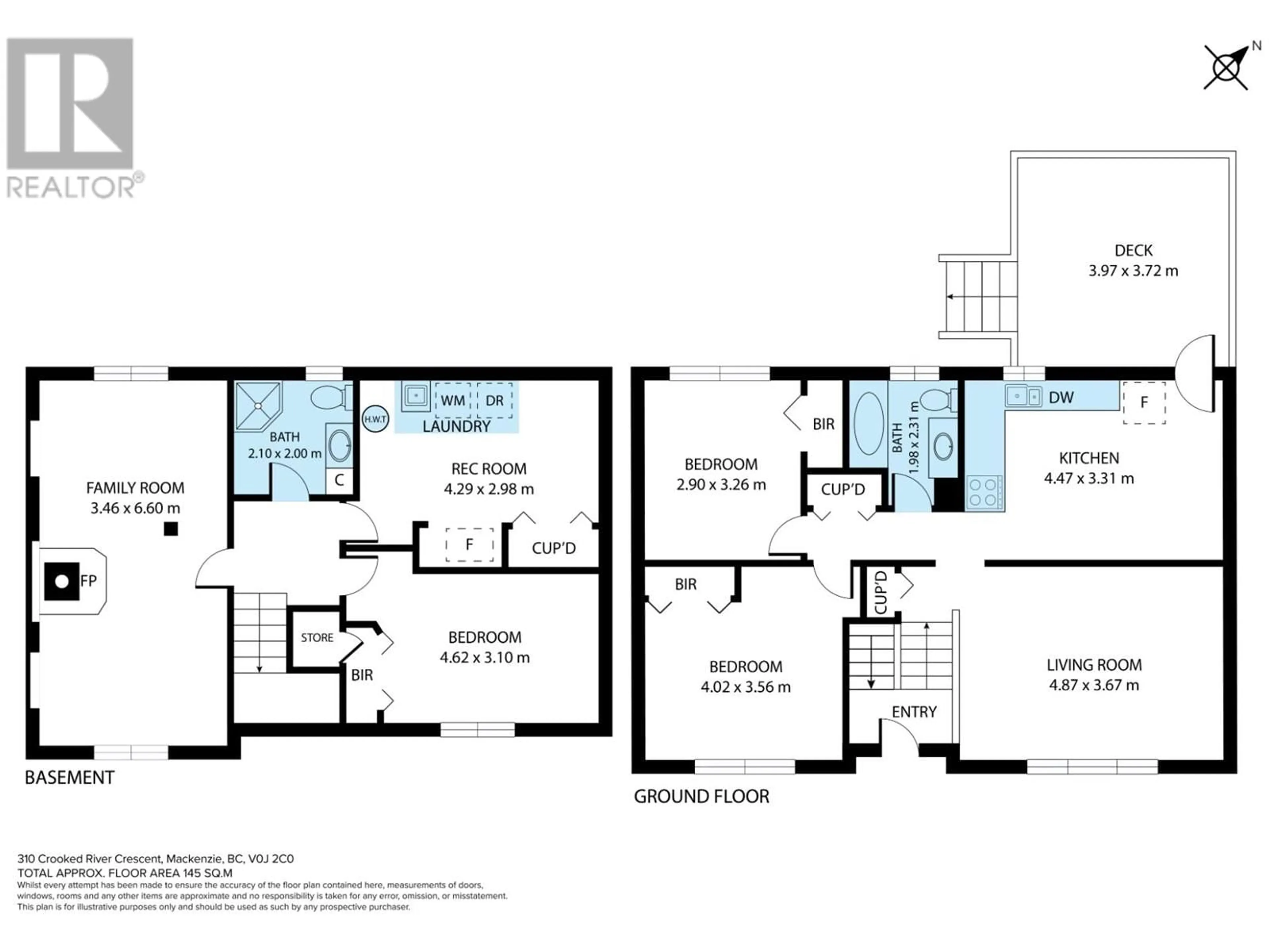 Floor plan for 310 CROOKED RIVER CRESCENT, Mackenzie British Columbia V0J2C0