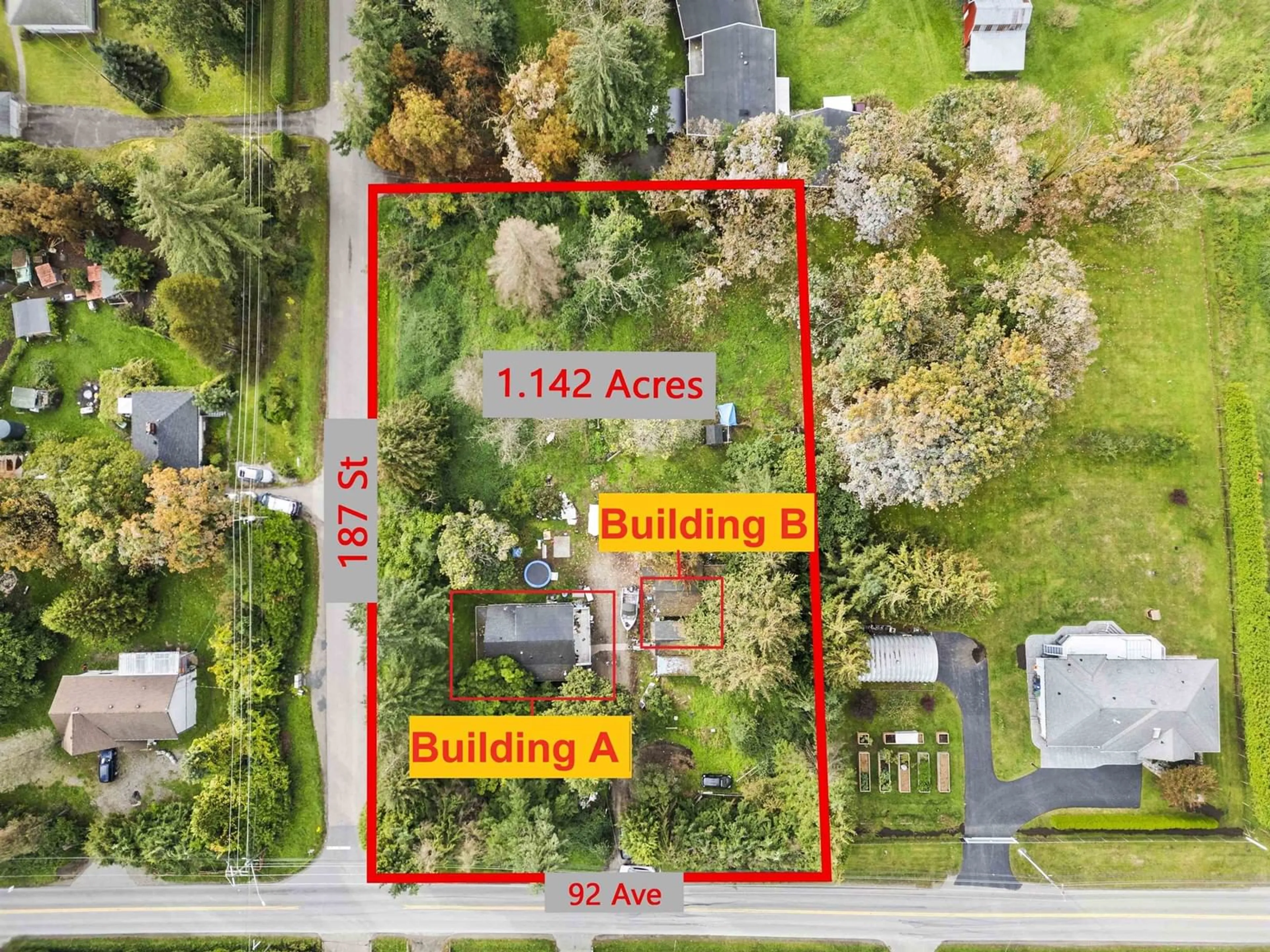 A pic from outside/outdoor area/front of a property/back of a property/a pic from drone, building for 9185 187, Surrey British Columbia V4N3N5