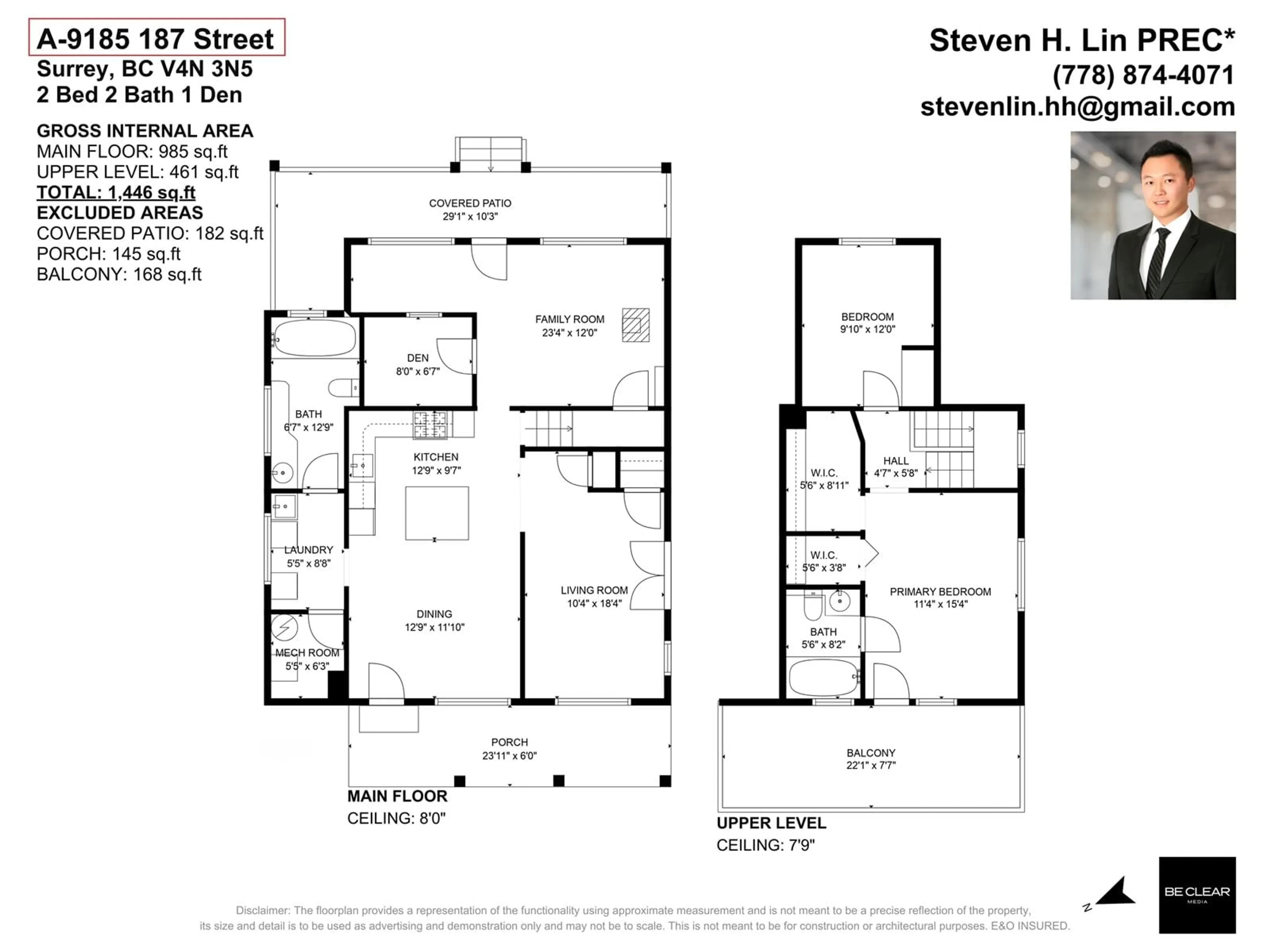 Floor plan for 9185 187, Surrey British Columbia V4N3N5