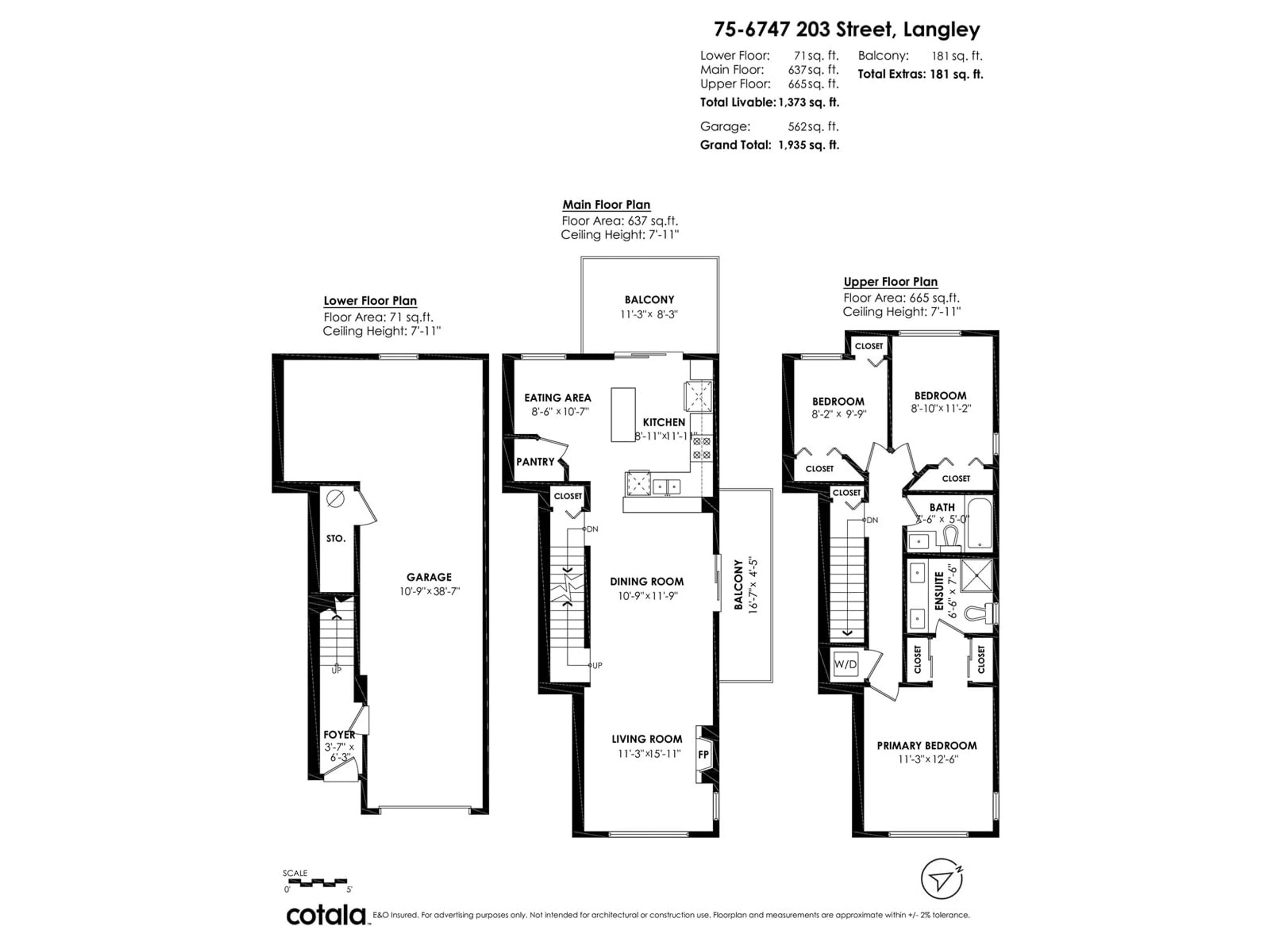 Floor plan for 75 - 6747 203, Langley British Columbia V2Y3B5
