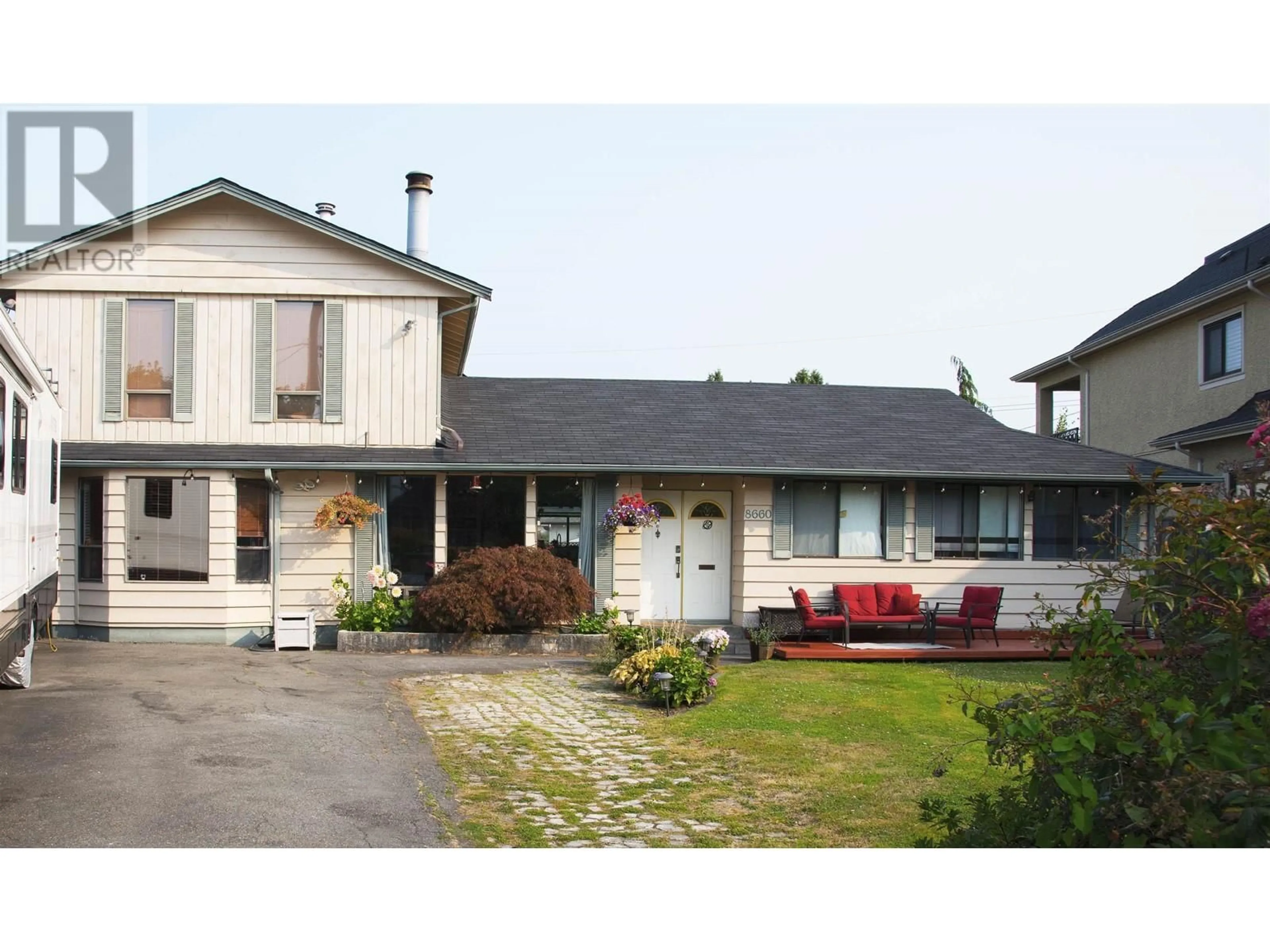 Home with vinyl exterior material, street for 8660 BAIRDMORE CRESCENT, Richmond British Columbia V7C1M7