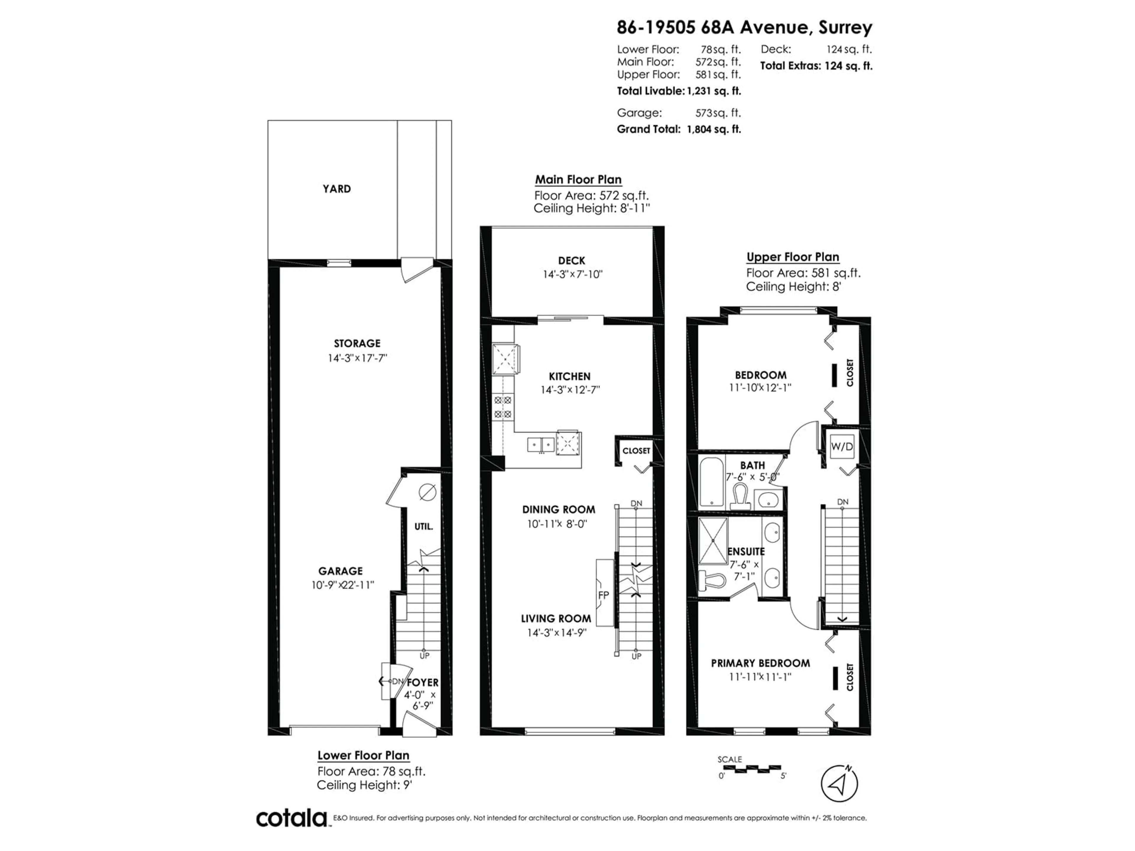 Floor plan for 86 - 19505 68A, Surrey British Columbia V4N6K3