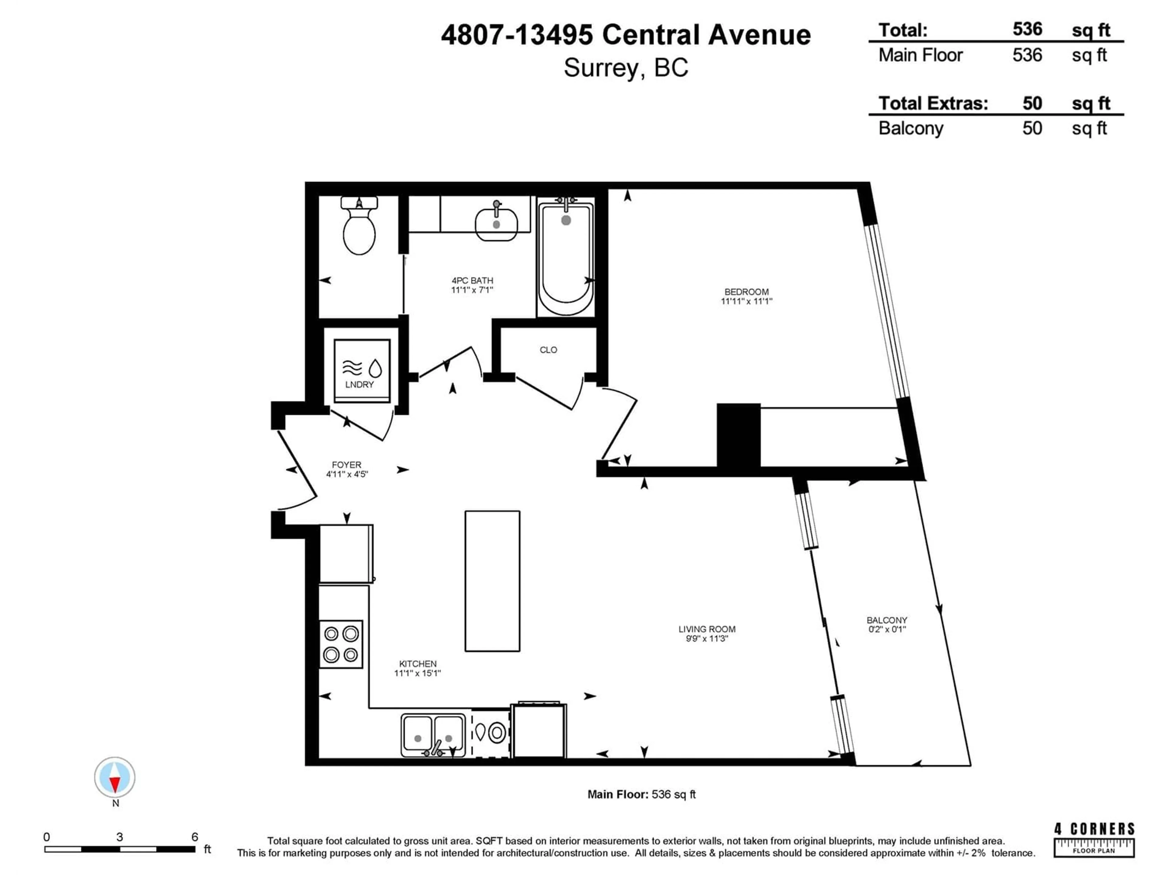 Floor plan for 4807 - 13495 CENTRAL, Surrey British Columbia V3T0K2