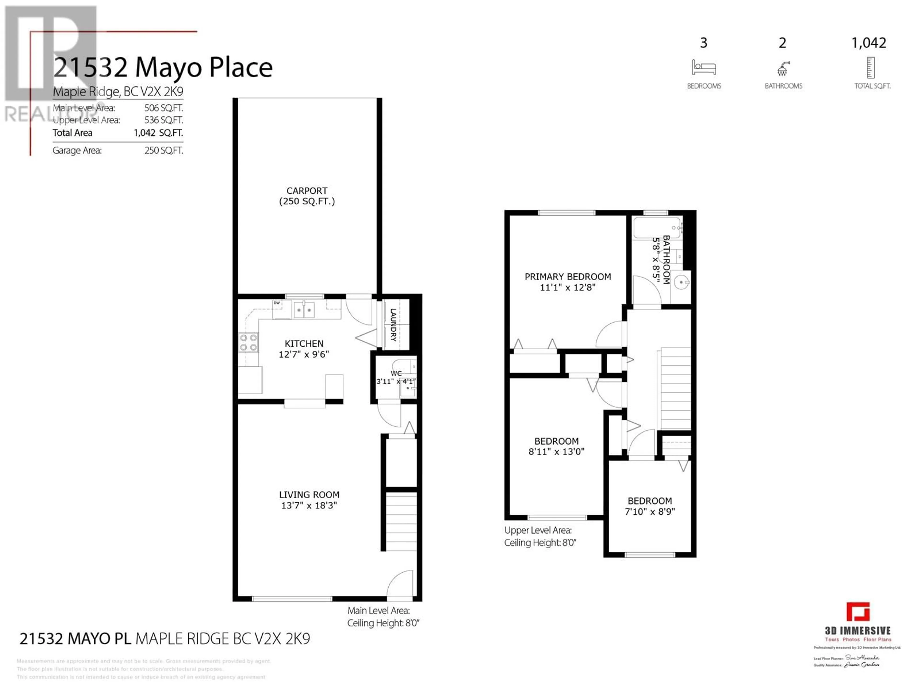Floor plan for 21532 MAYO PLACE, Maple Ridge British Columbia V2X2K9