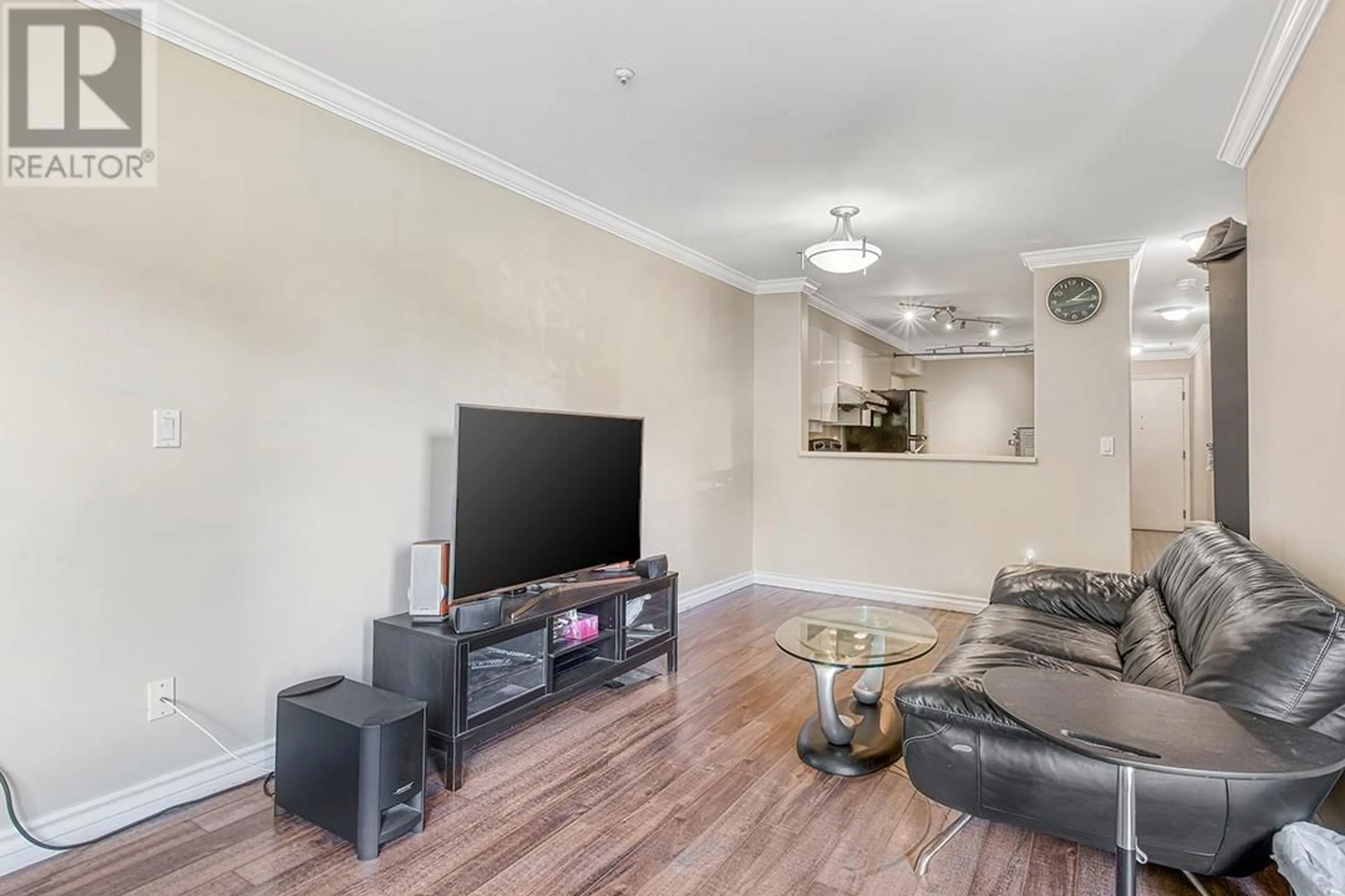 Living room with furniture, wood/laminate floor for 301 - 210 CARNARVON STREET, New Westminster British Columbia V3L1B8