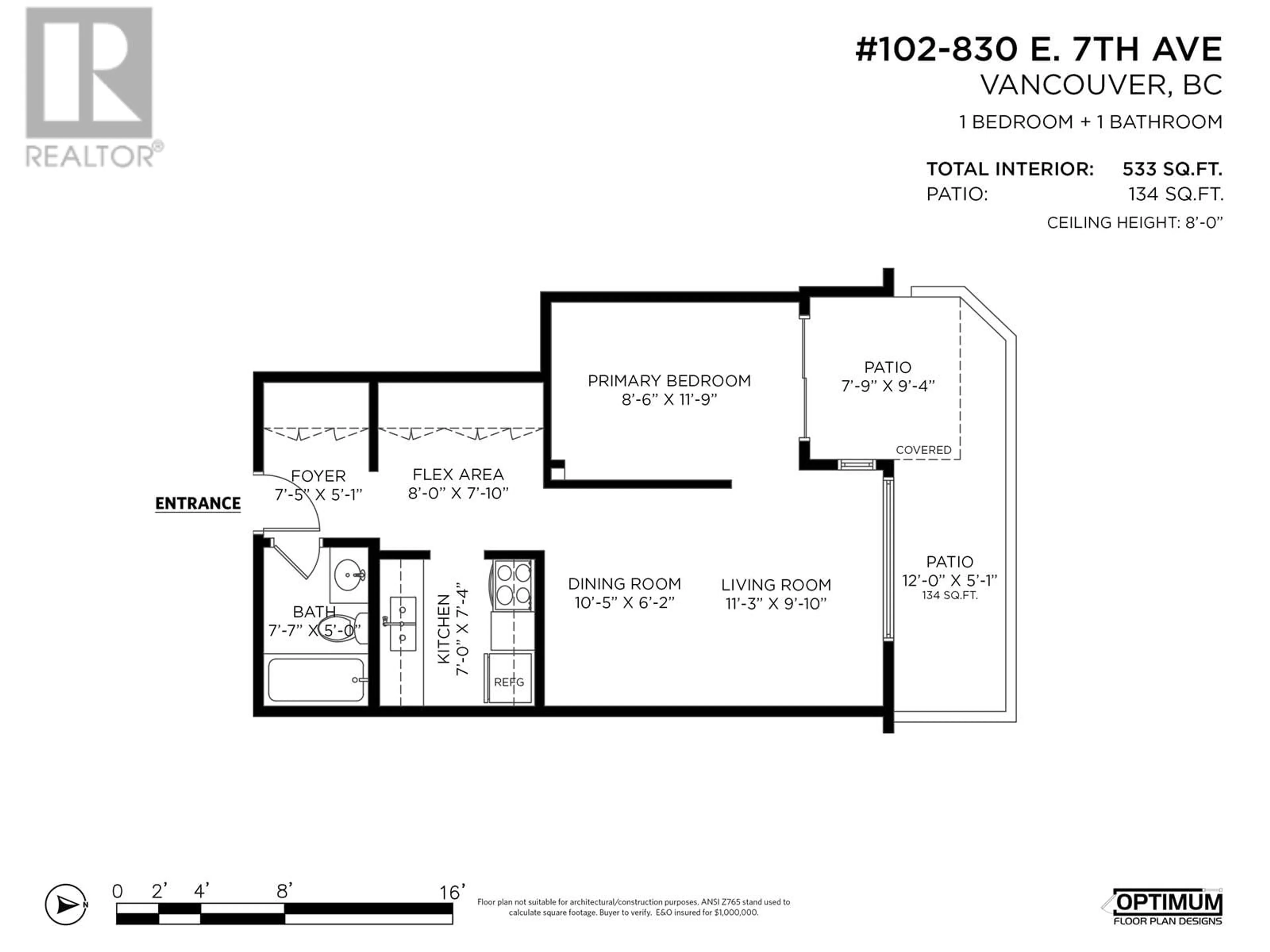 Floor plan for 102 - 830 7TH AVENUE, Vancouver British Columbia V5T4J2