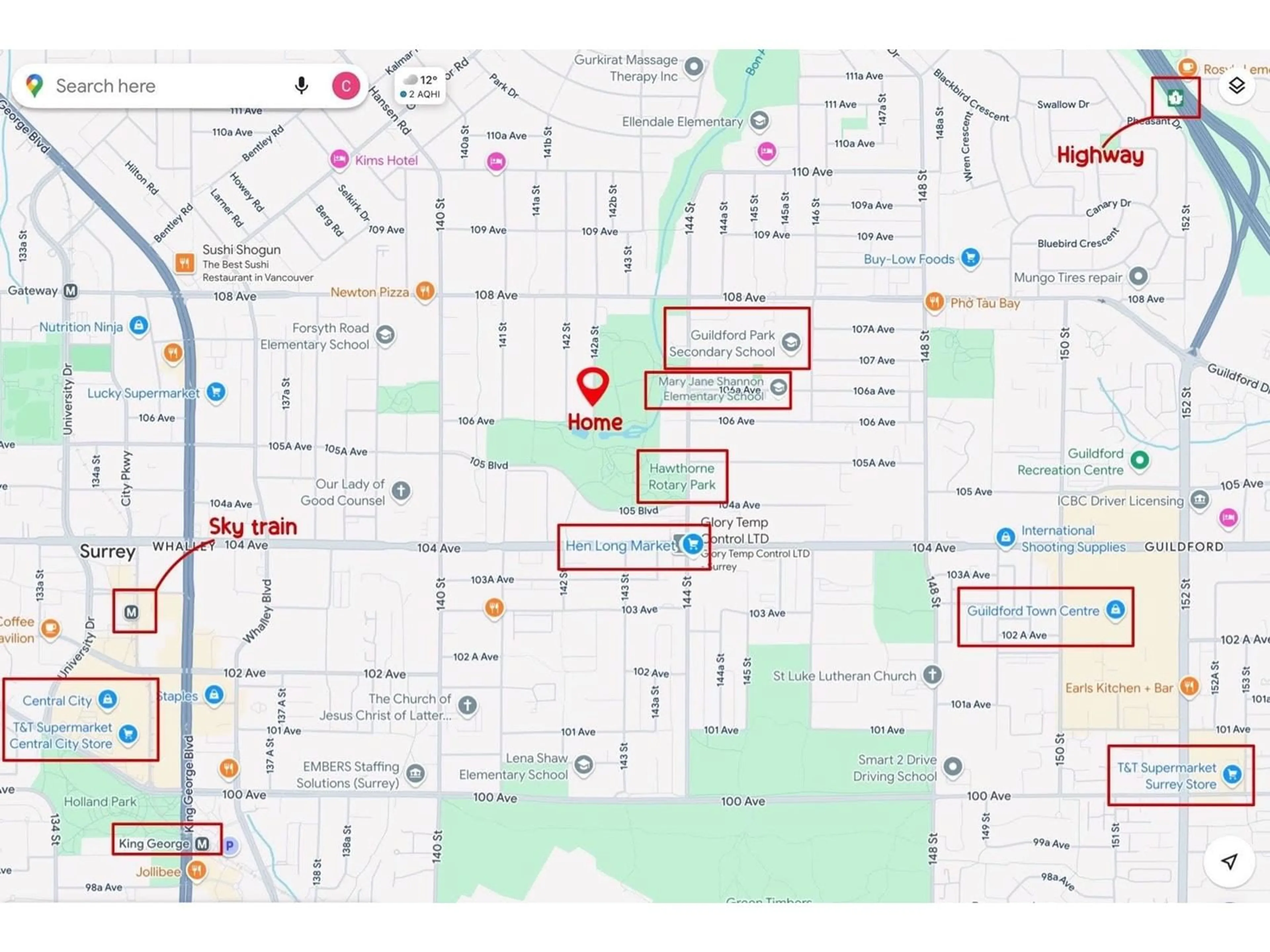Picture of a map for 10615 142A, Surrey British Columbia V3T5A1