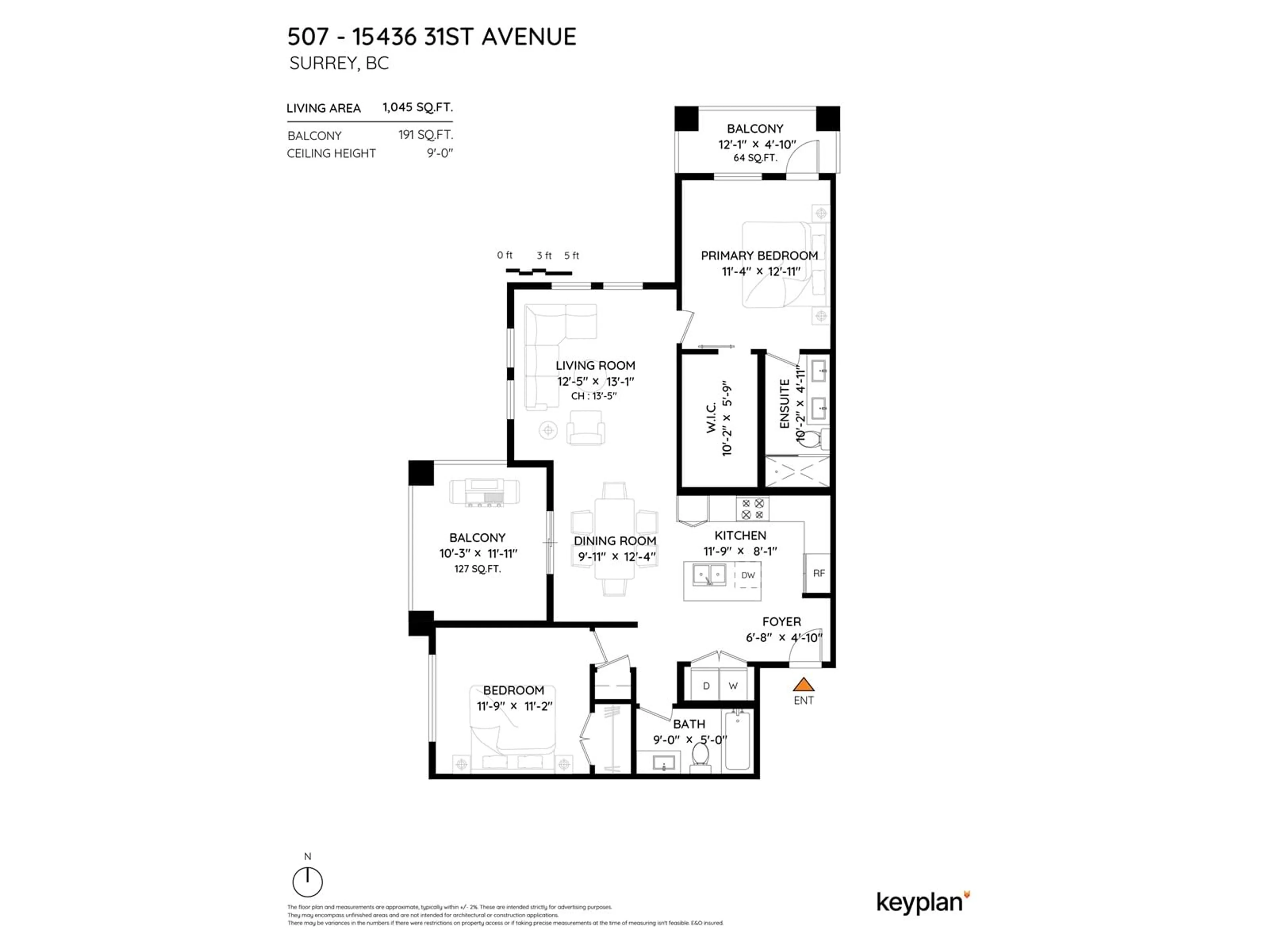 Floor plan for 507 - 15436 31, Surrey British Columbia V3Z1H3