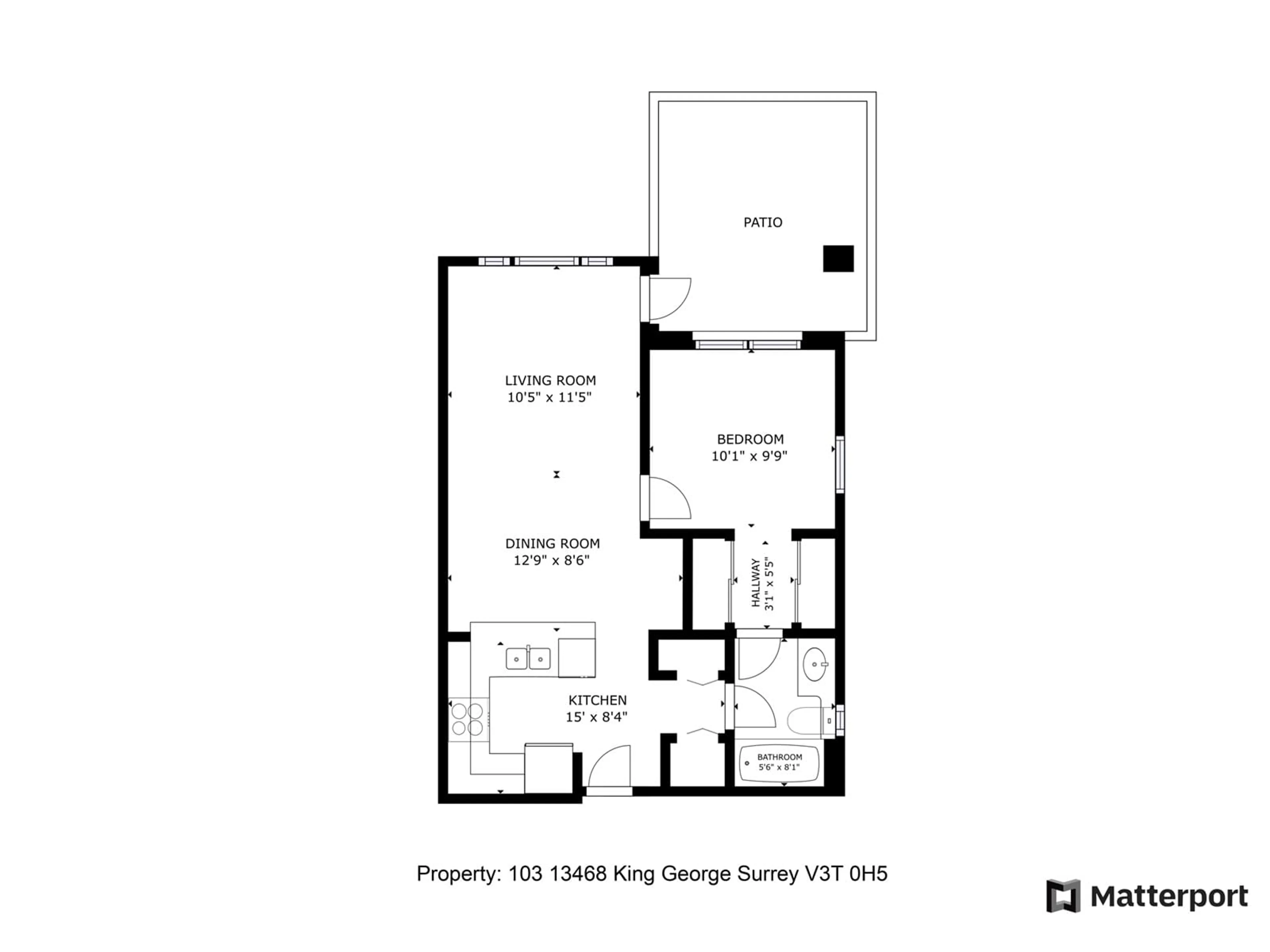 Floor plan for 103 - 13468 KING GEORGE, Surrey British Columbia V3T0H5