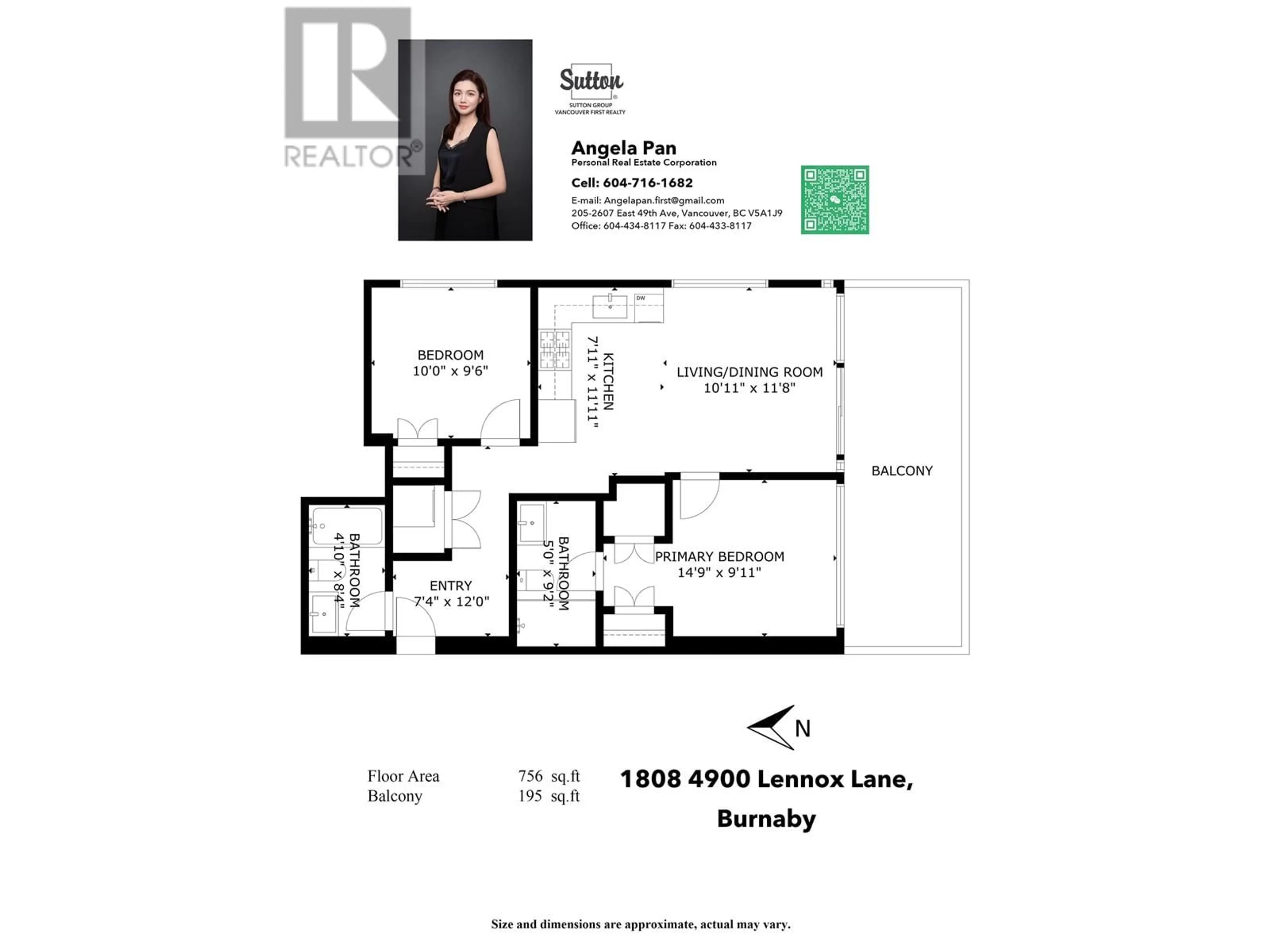 Floor plan for 1808 - 4900 LENNOX LANE, Burnaby British Columbia V5H0G9