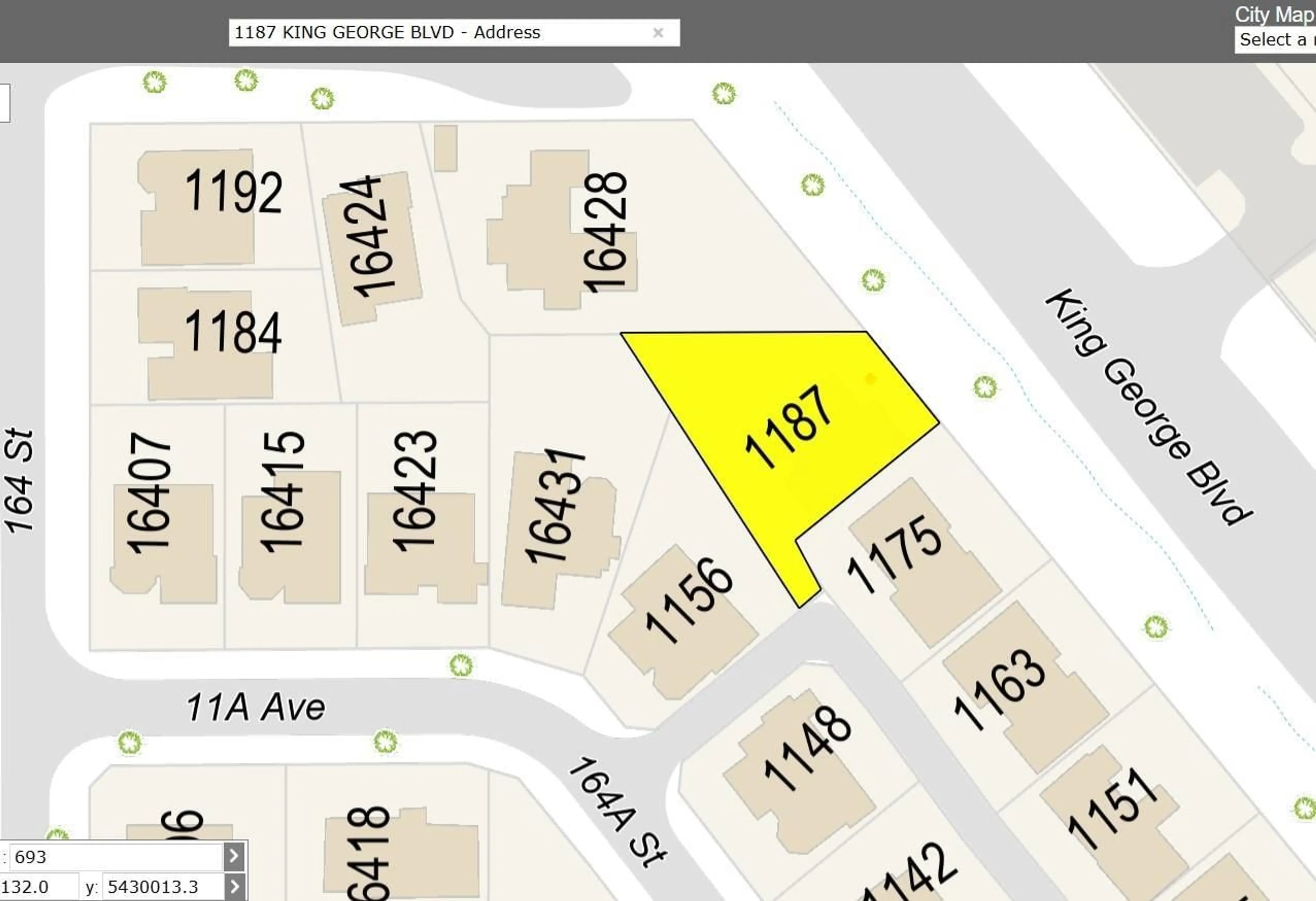 Picture of a map for 1187 KING GEORGE, Surrey British Columbia V4A4Z1