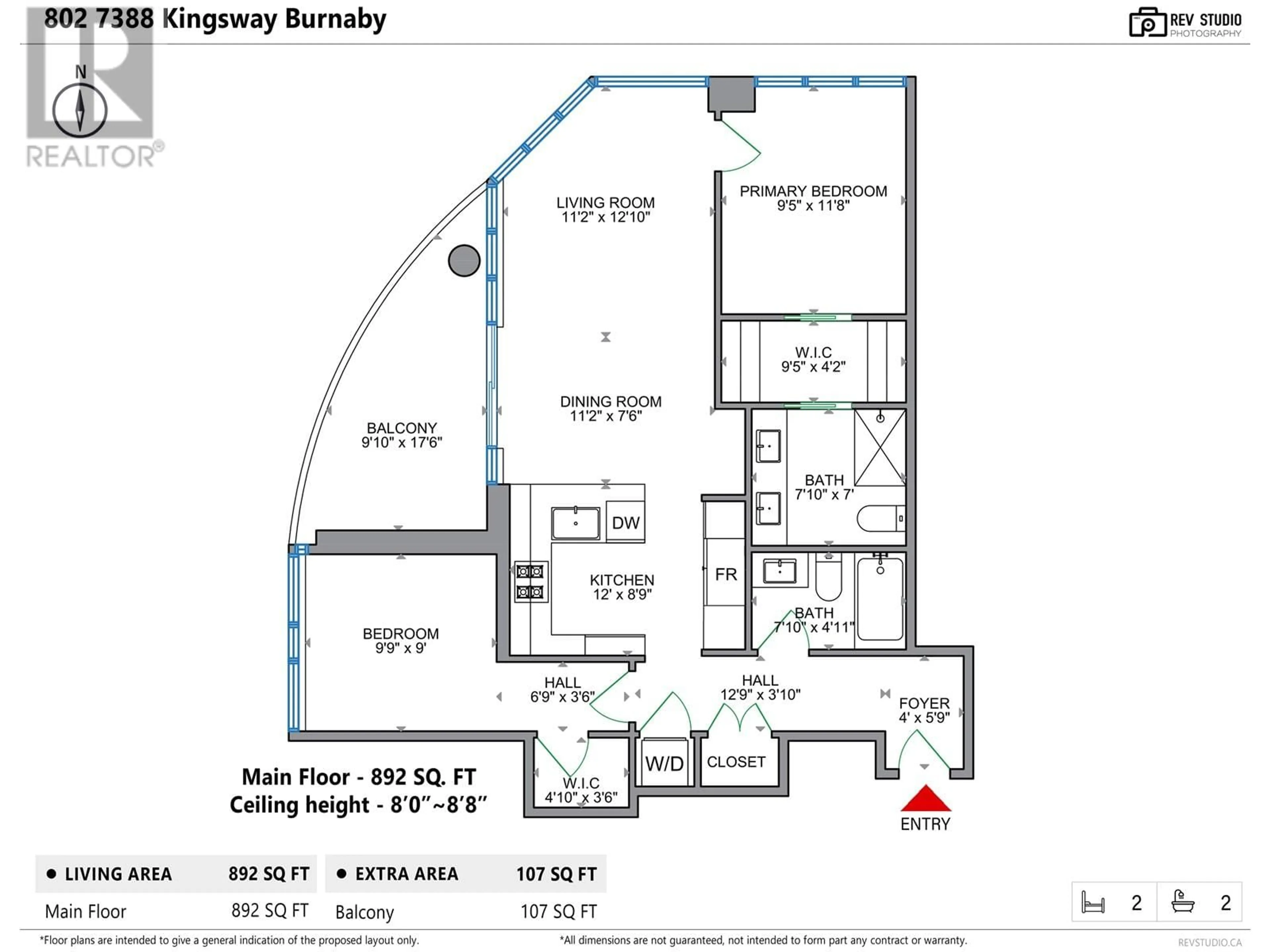 Floor plan for 802 - 7388 KINGSWAY, Burnaby British Columbia V3N0G9