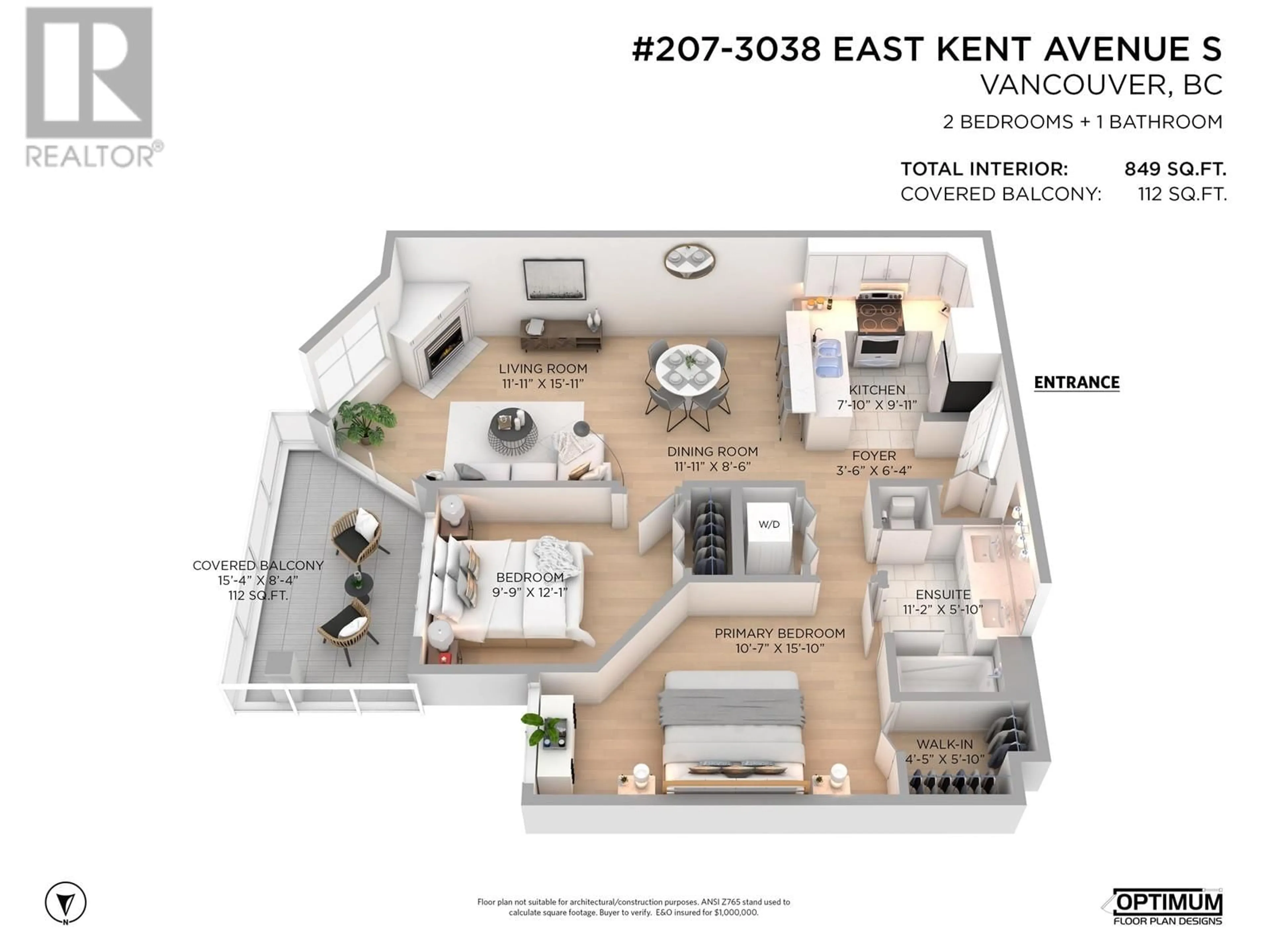 Floor plan for 207 - 3038 KENT AVENUE SOUTH, Vancouver British Columbia V5S4V8