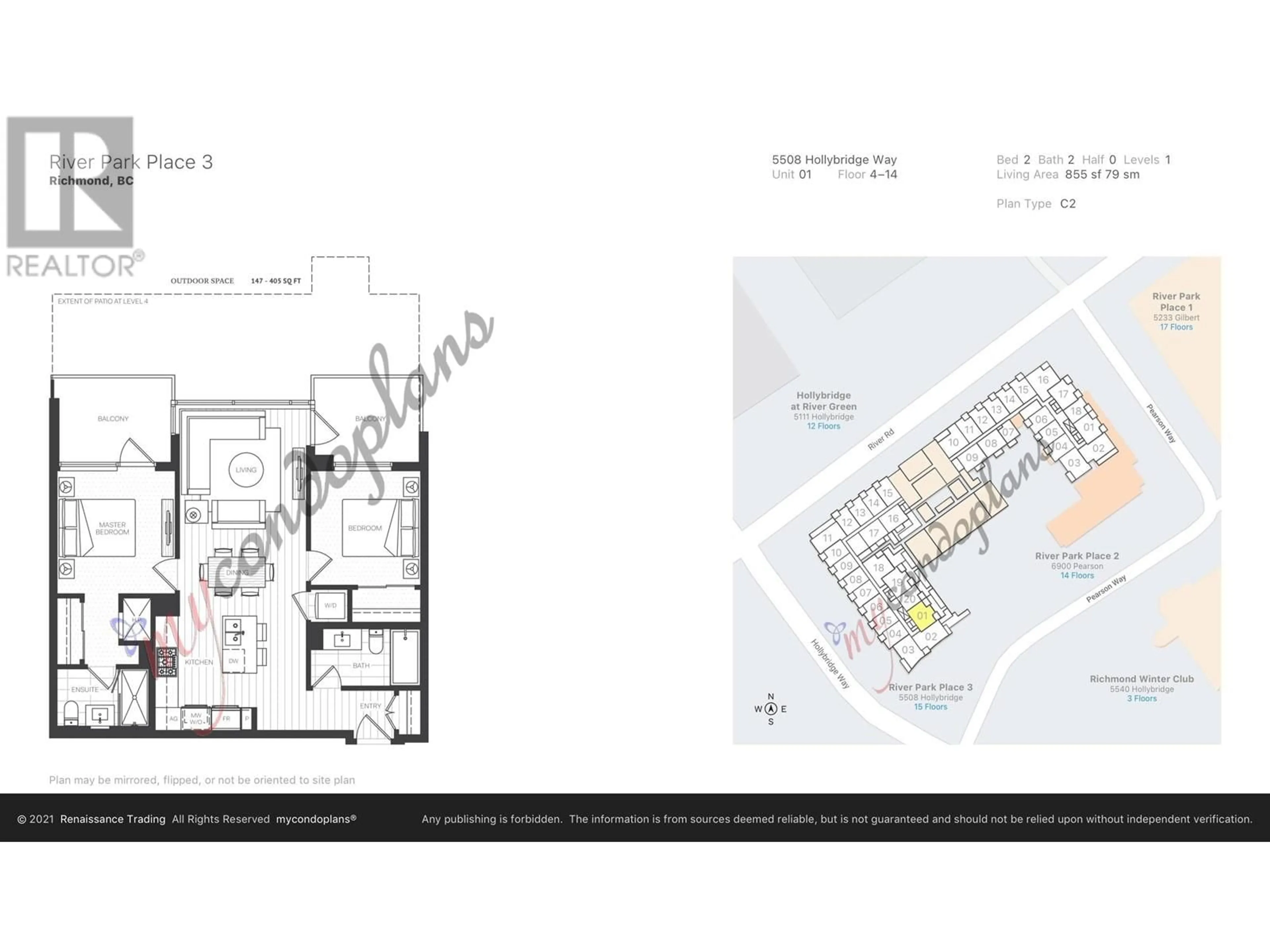 Floor plan for 801 - 5508 HOLLYBRIDGE WAY, Richmond British Columbia V7C0C7