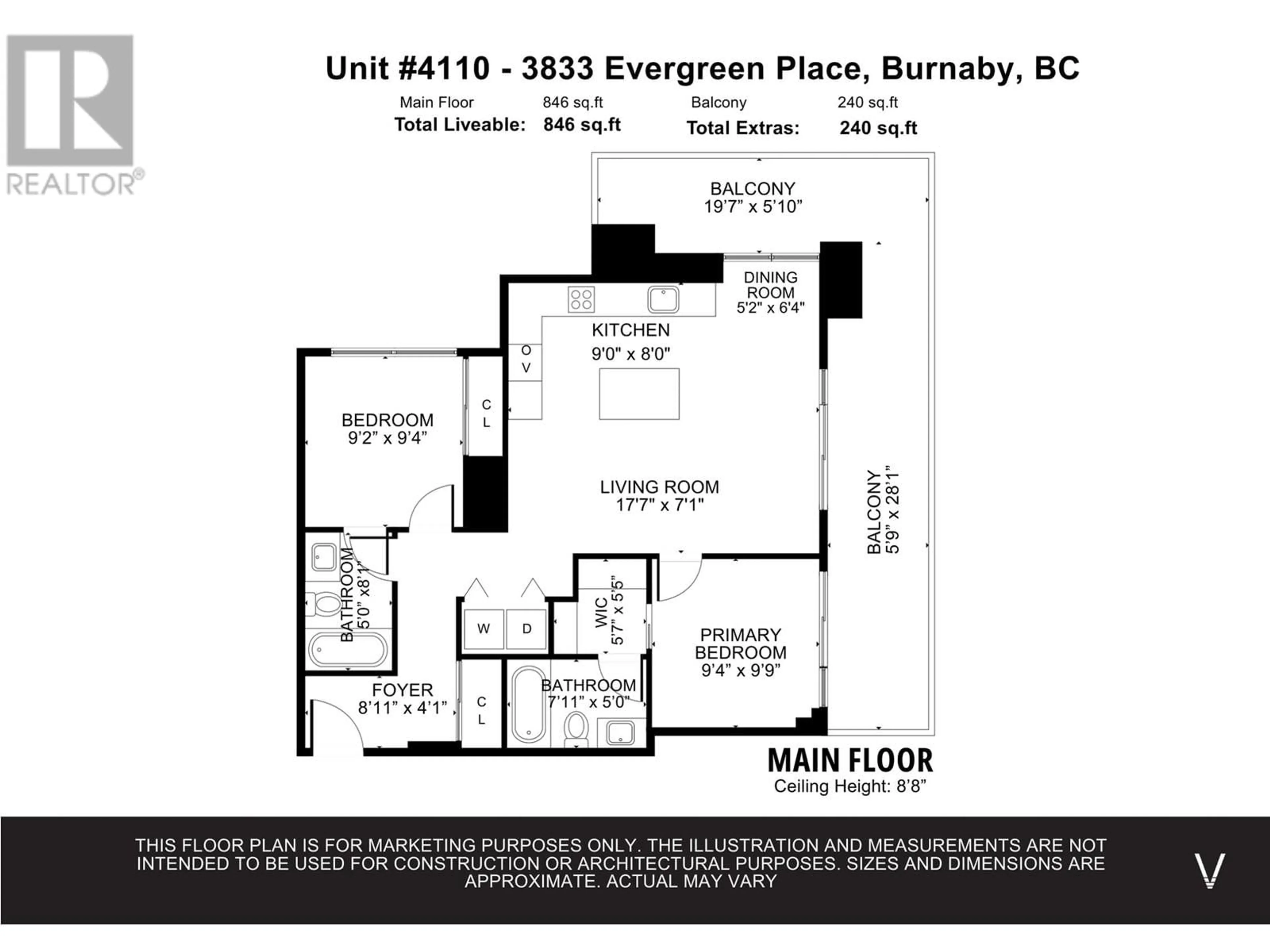 Floor plan for 4110 - 3833 EVERGREEN PLACE, Burnaby British Columbia V3J0M2