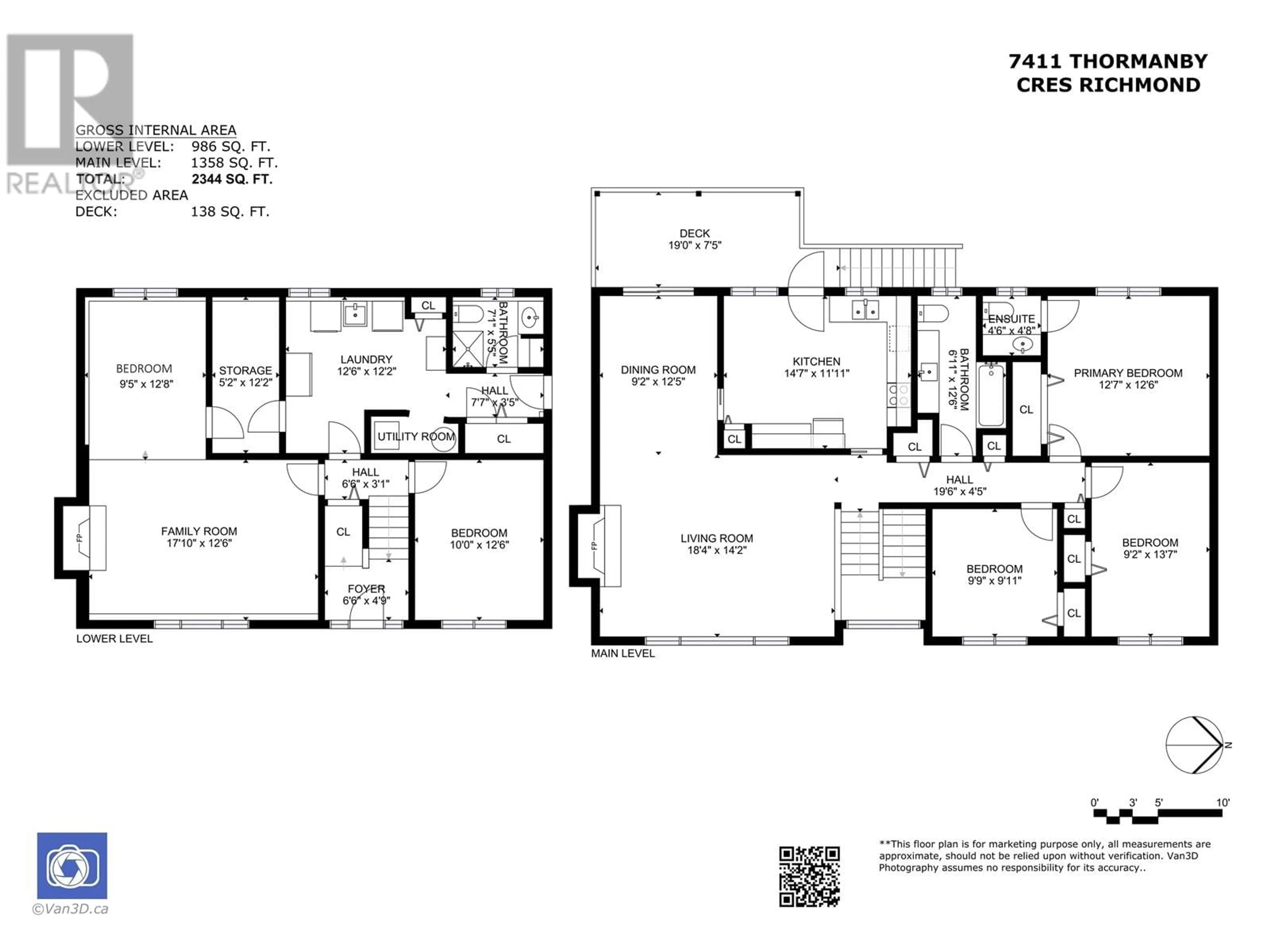Floor plan for 7411 THORMANBY CRESCENT, Richmond British Columbia V7C4G4