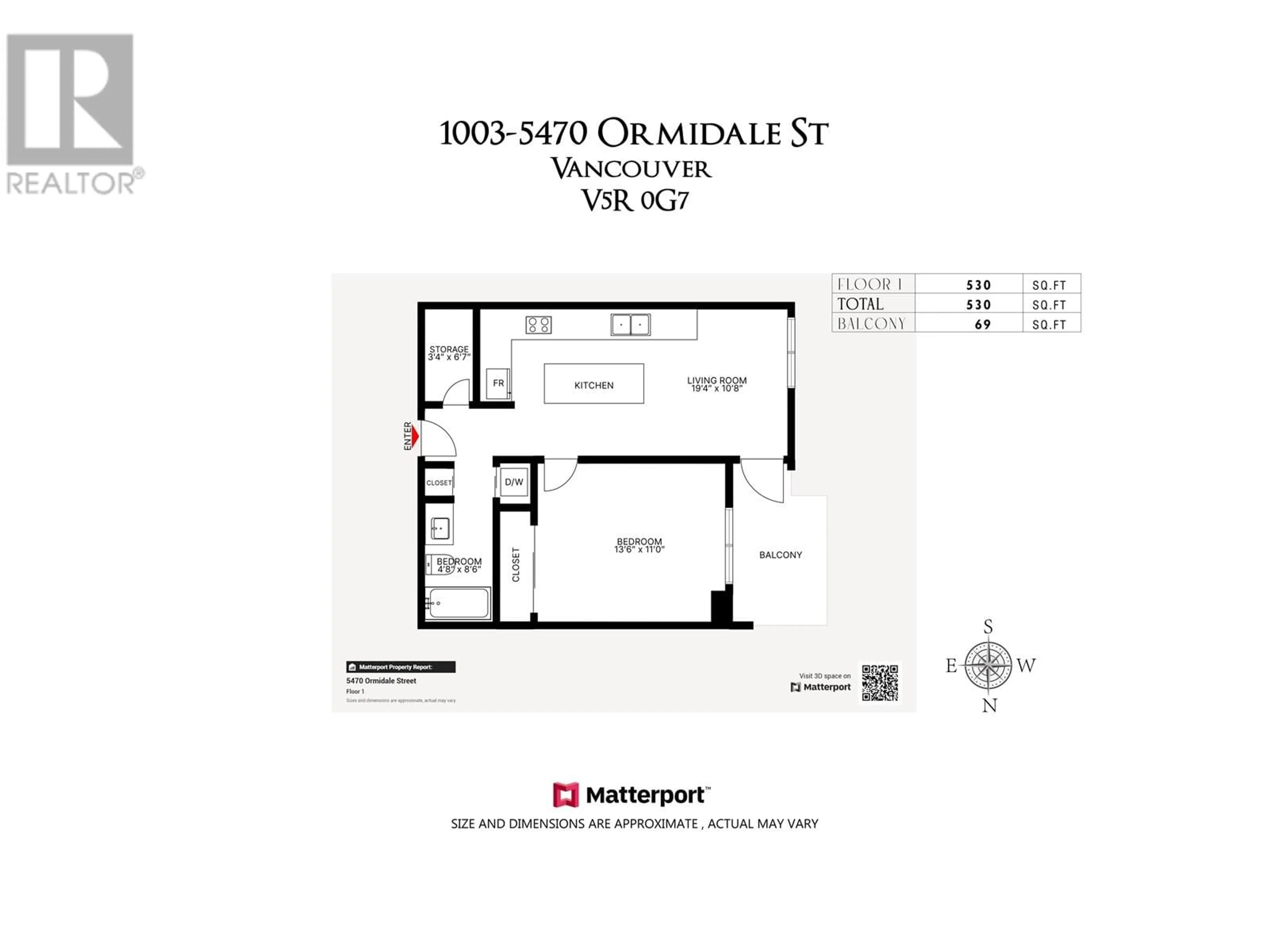 Floor plan for 1003 - 5470 ORMIDALE STREET, Vancouver British Columbia V5R0G6