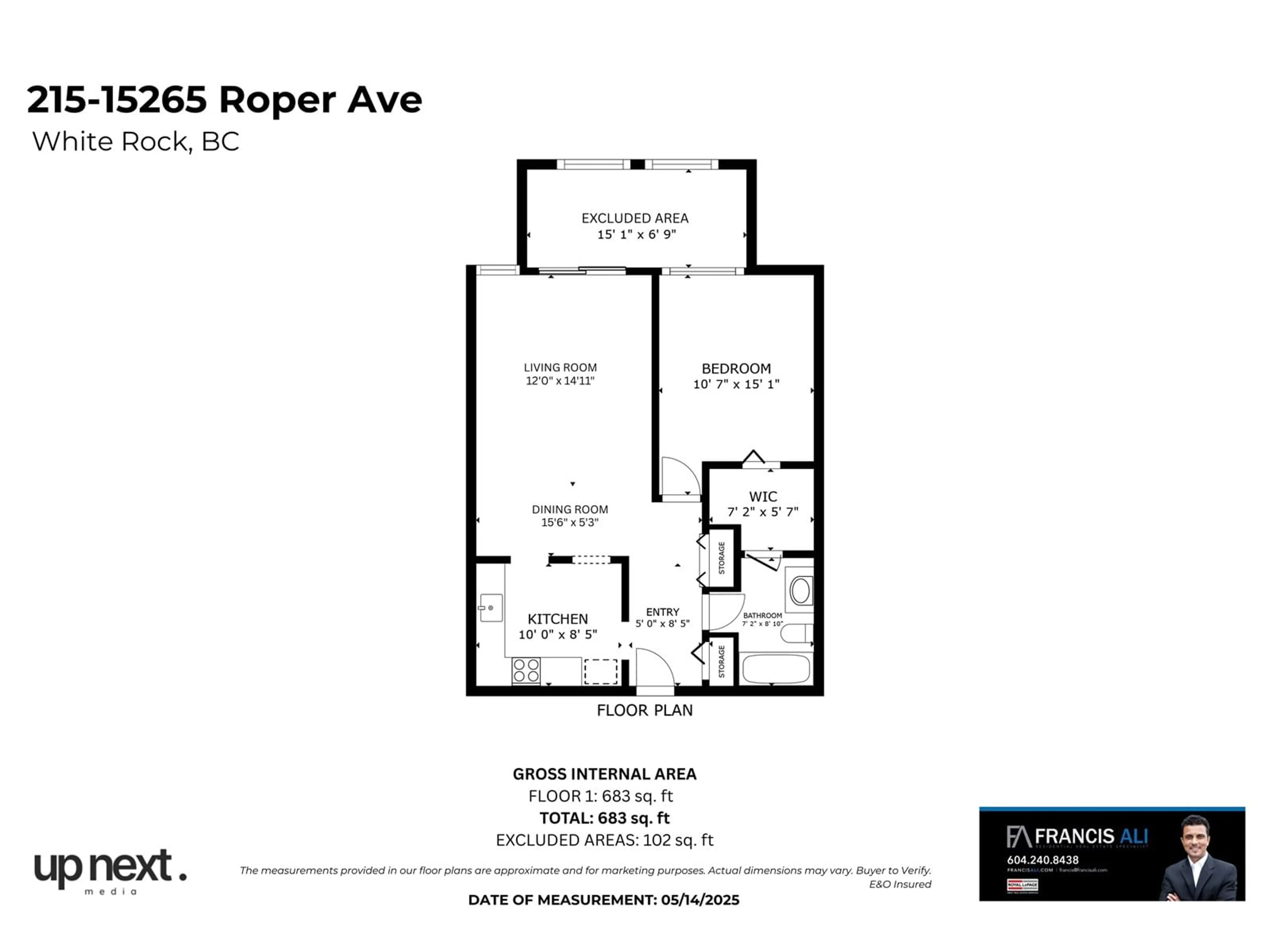 Floor plan for 203 - 15265 ROPER, White Rock British Columbia V4B2E9