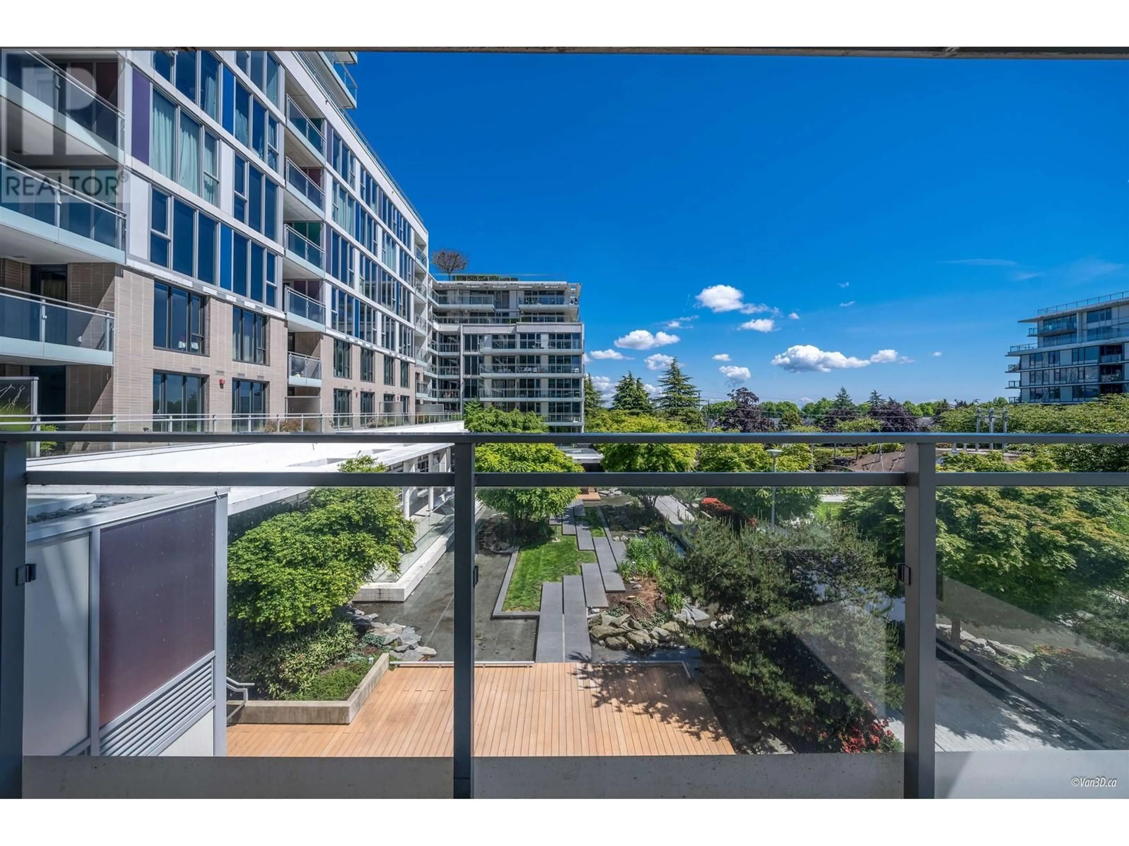 A pic from outside/outdoor area/front of a property/back of a property/a pic from drone, city buildings view from balcony for 602 - 8988 PATTERSON ROAD, Richmond British Columbia V6X0R2