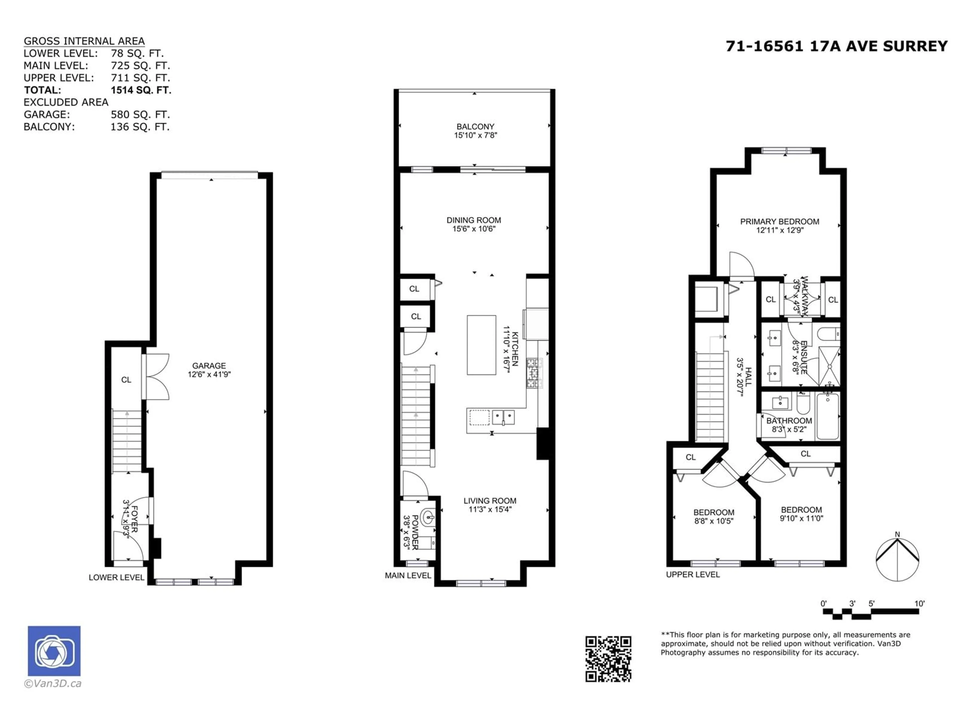 Floor plan for 71 - 16561 17A, Surrey British Columbia V3Z1J3