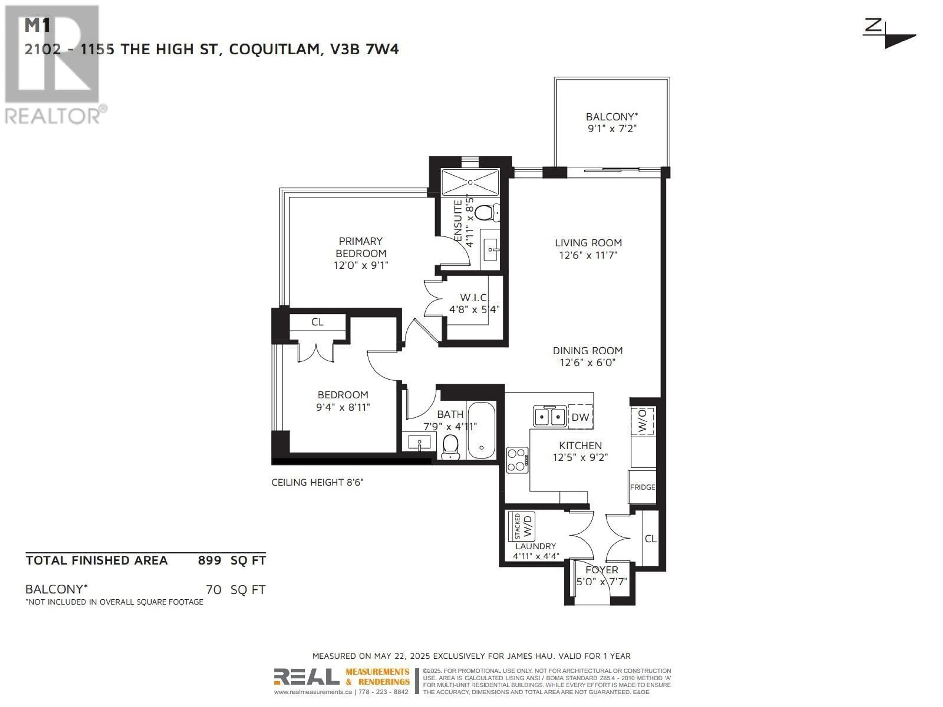 Floor plan for 2102 - 1155 THE HIGH STREET, Coquitlam British Columbia V3B7W4