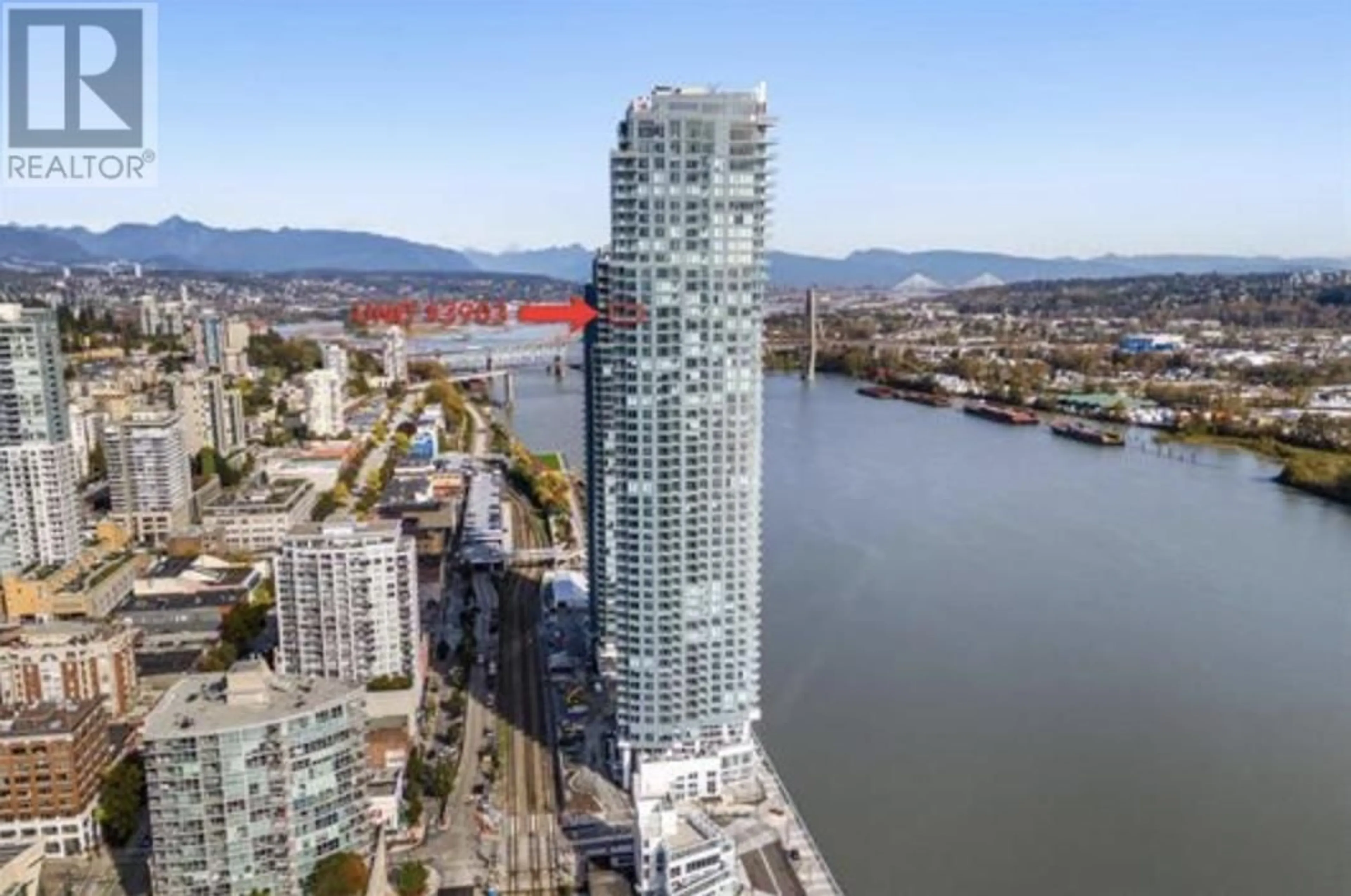A pic from outside/outdoor area/front of a property/back of a property/a pic from drone, water/lake/river/ocean view for 3903 - 680 QUAYSIDE DRIVE, New Westminster British Columbia V3M0P2