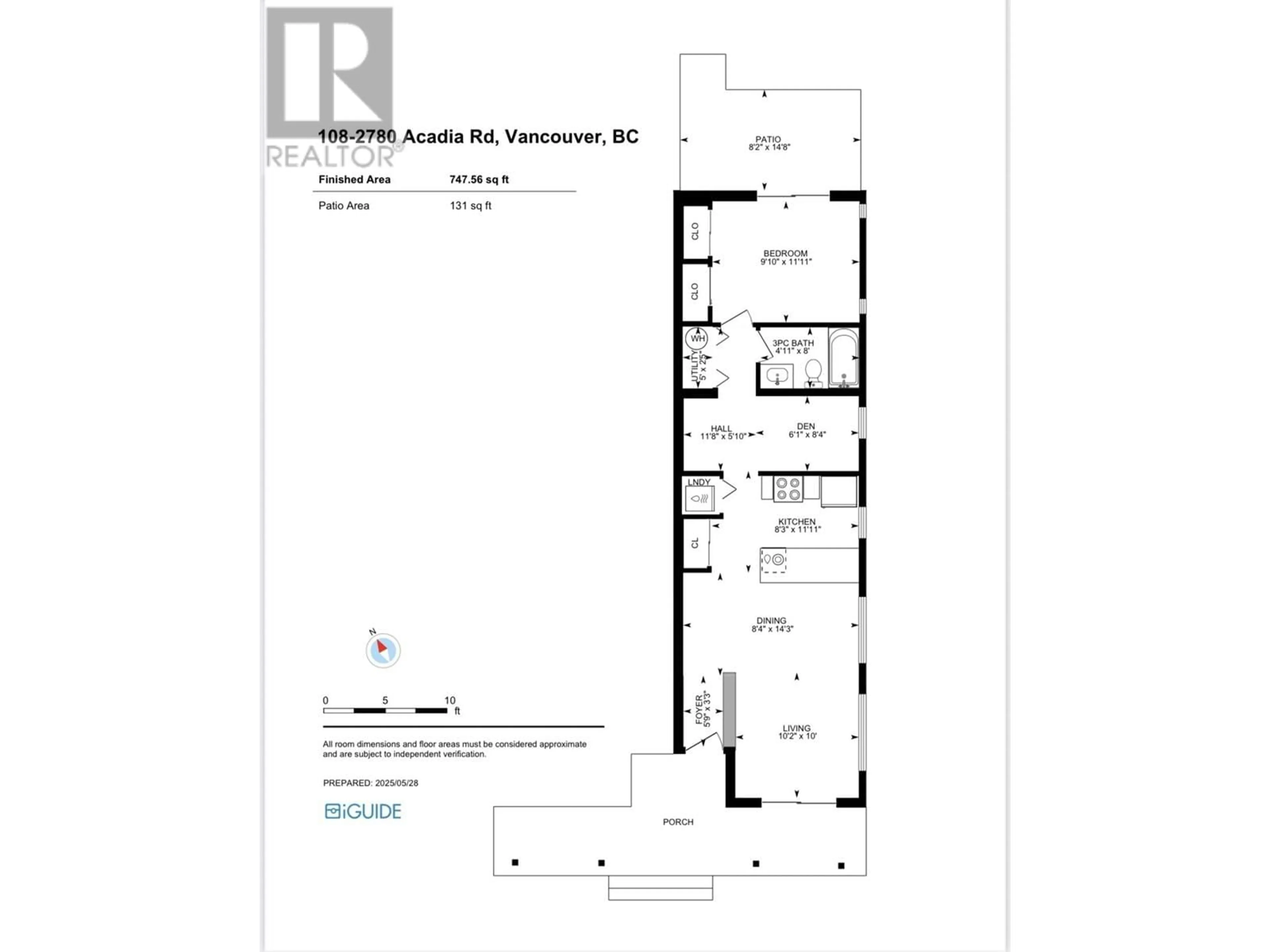 Floor plan for 108 - 2780 ACADIA ROAD, Vancouver British Columbia V6T2L3