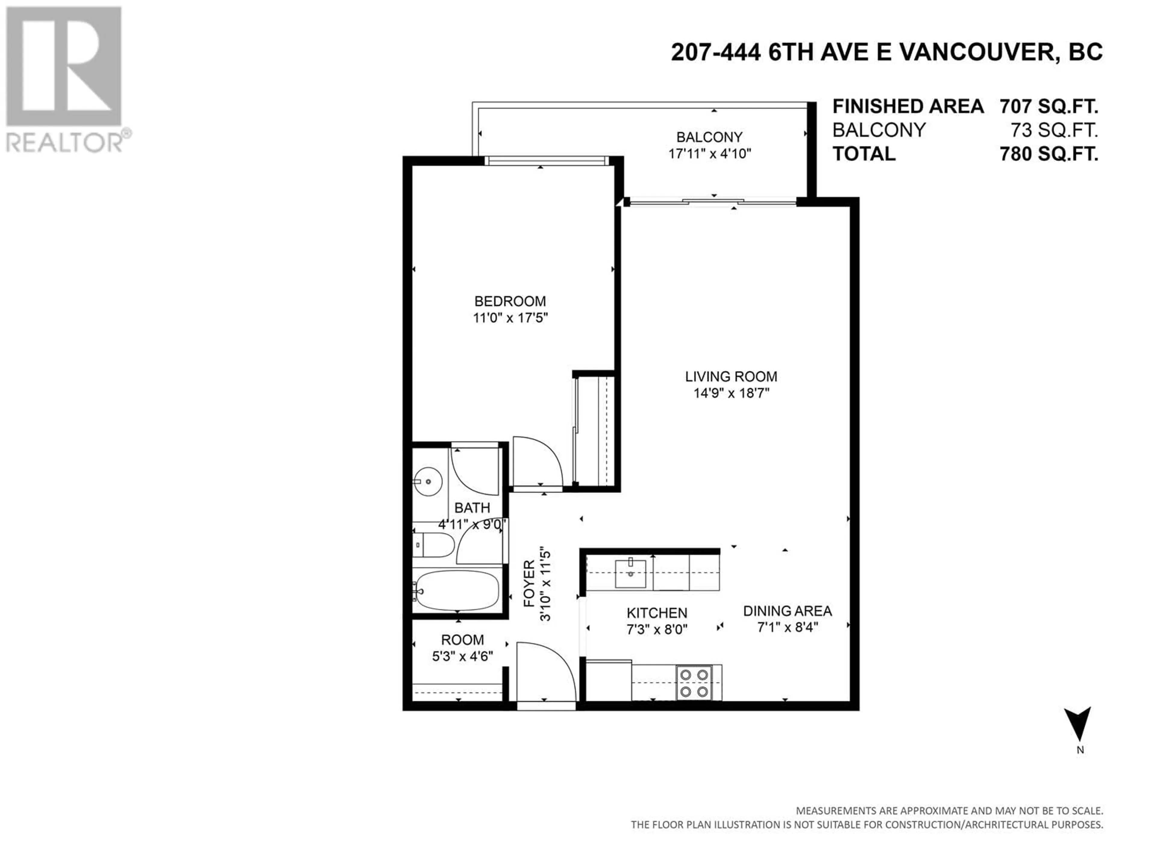 Floor plan for 207 - 444 6TH AVENUE, Vancouver British Columbia V5T1K6